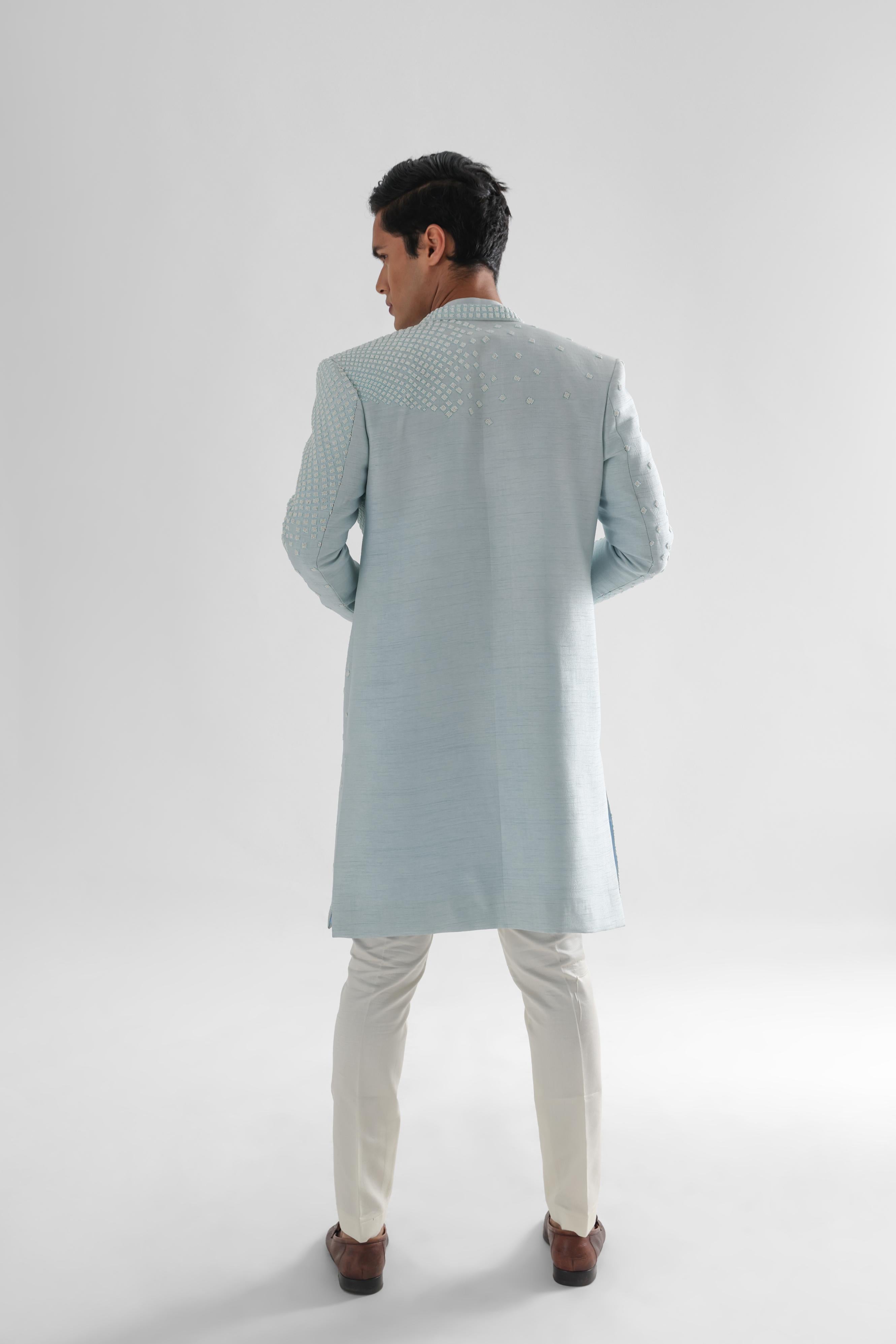 Daydream Pastel Blue Open Achkan