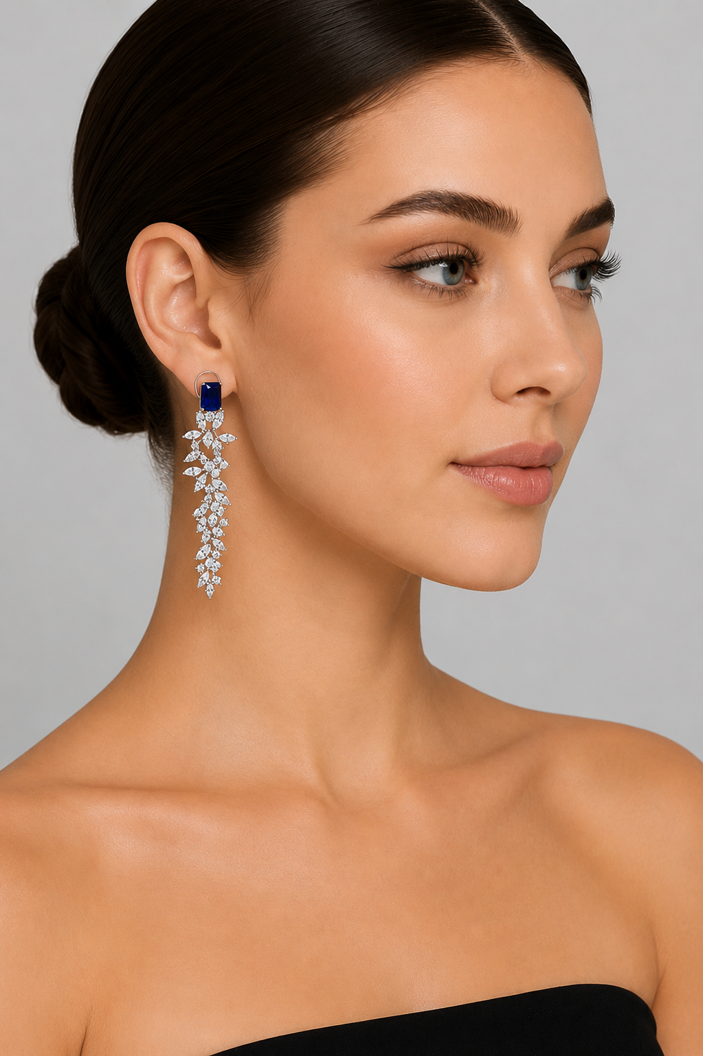 Elegant and classy diamond danglers with sapphire stone