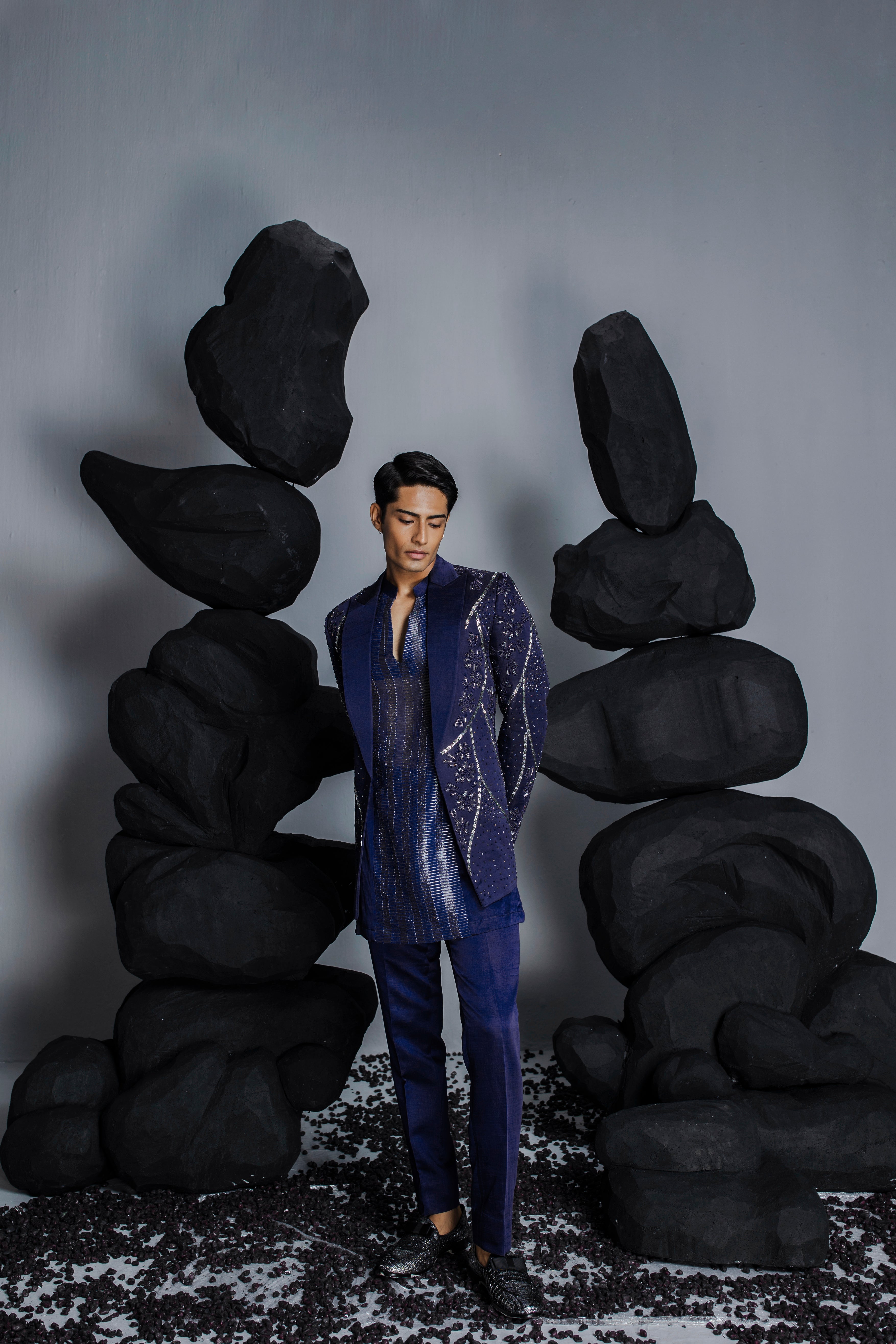 Twilight Blue Indian Jacket Set