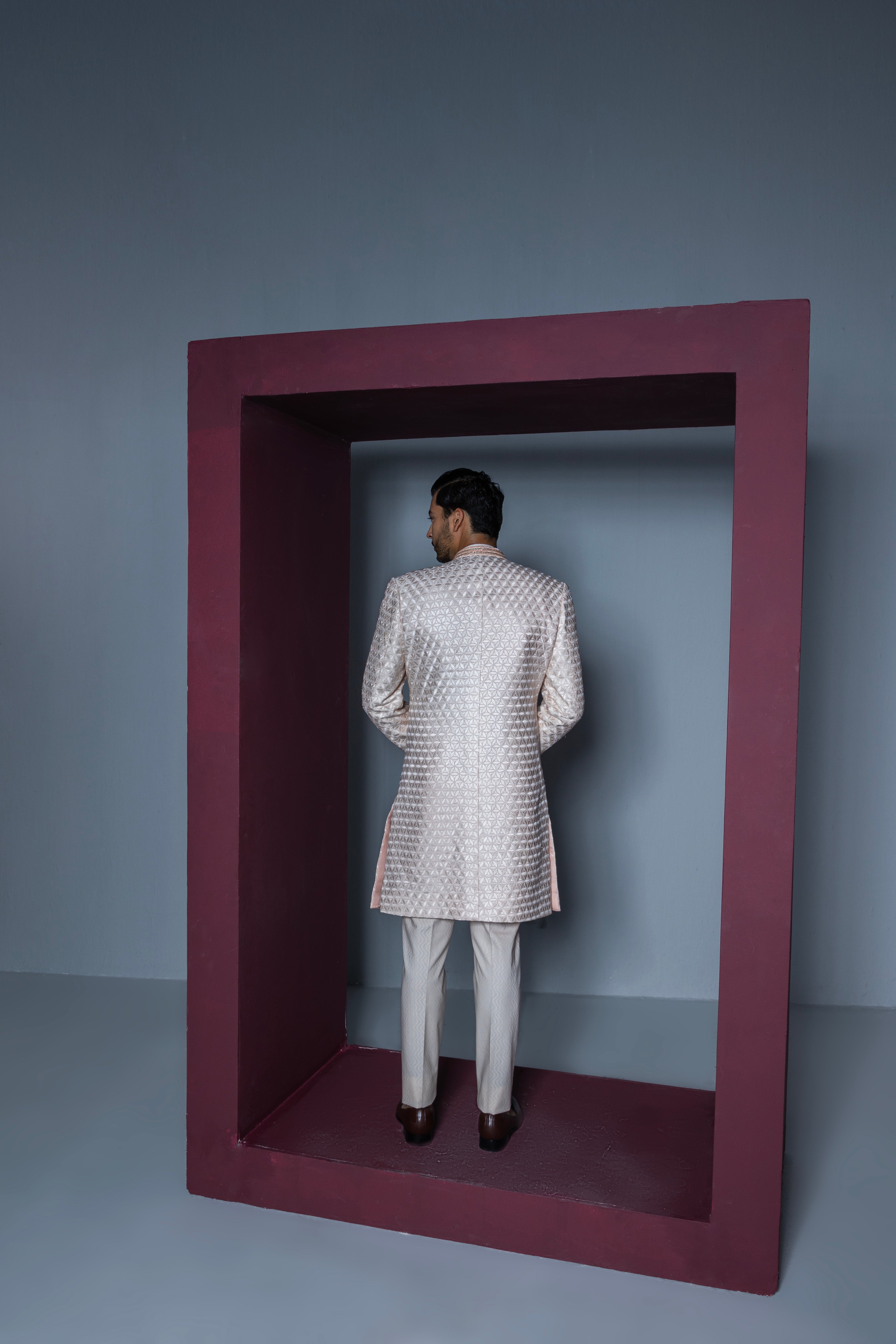 Majestic Floral Open Sherwani Set