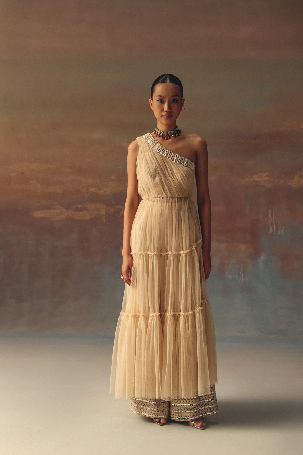 one shoulder anarkali Dress Top