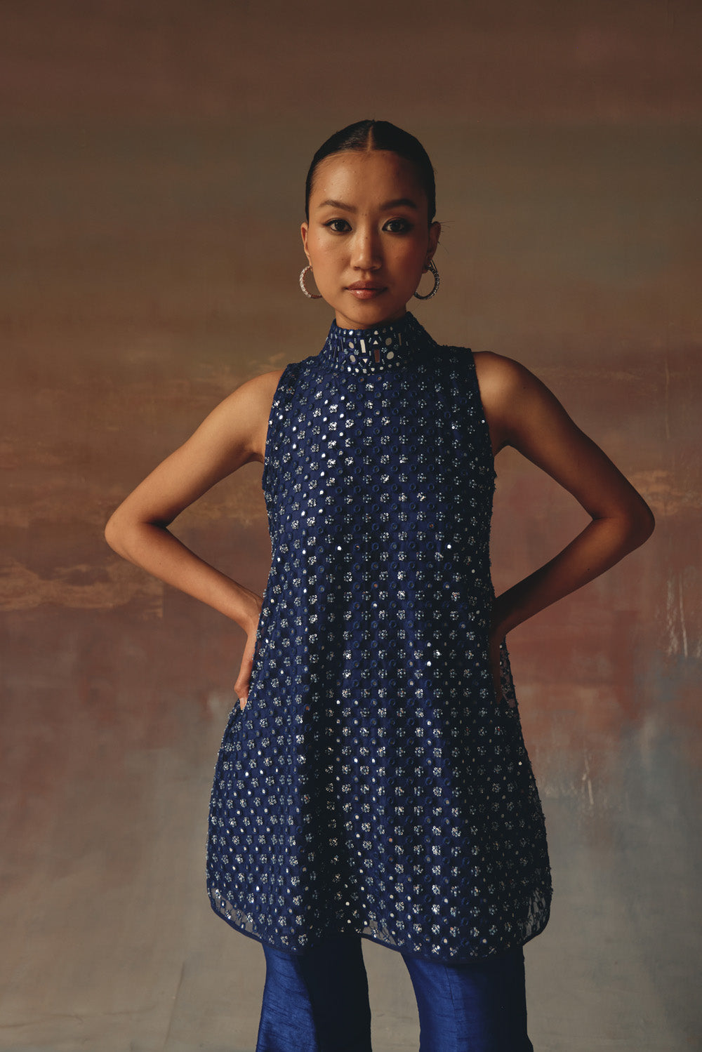 short hi neck A Line top