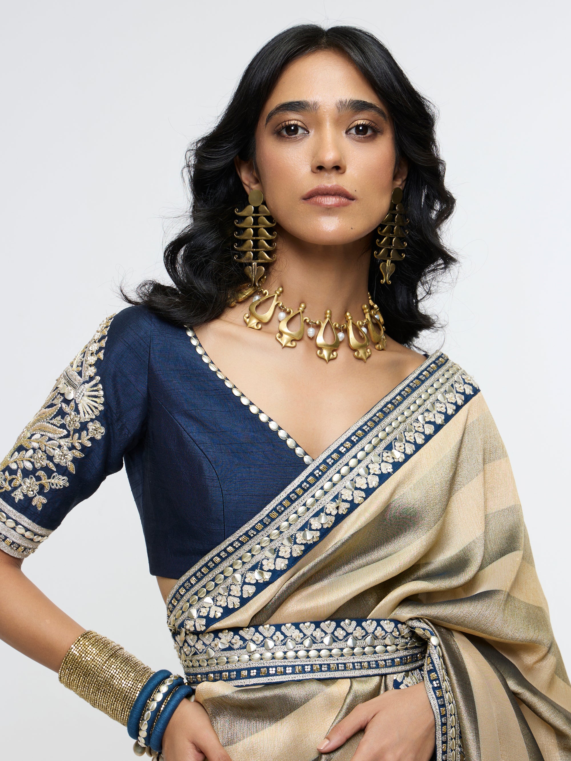 CHANDRA MAHAL STRIPE SAREE PAIRED WITH BLOUSE