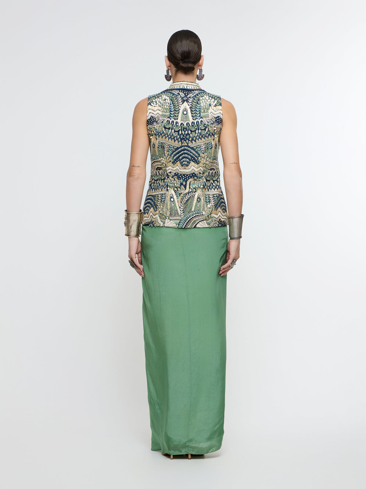 AMARA WAIST COAT PAIRED WITH HIGH SLIT SKIRT