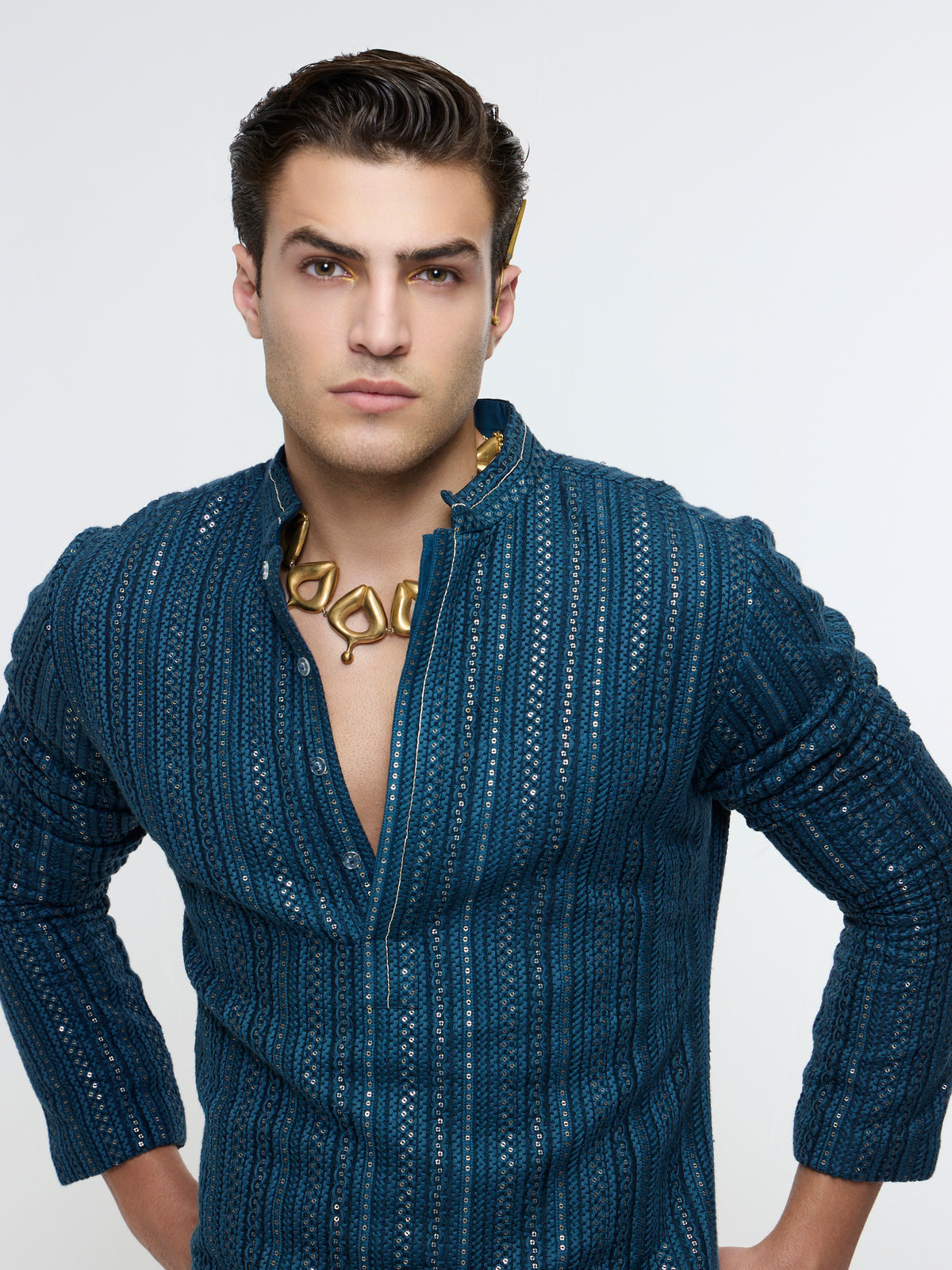 ZAYAN BLUE LUCKNOWI KURTA