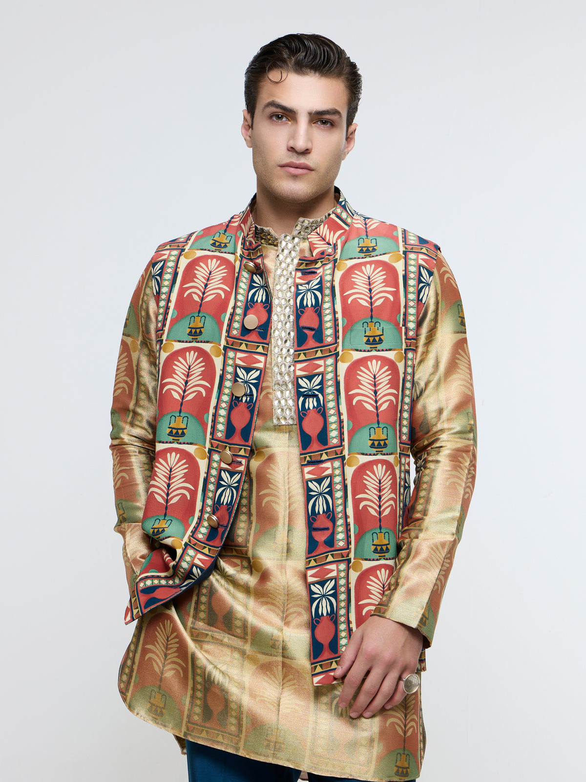 MEHRAB BUNDI PAIRED WITH METALLIC KURTA & PANTS