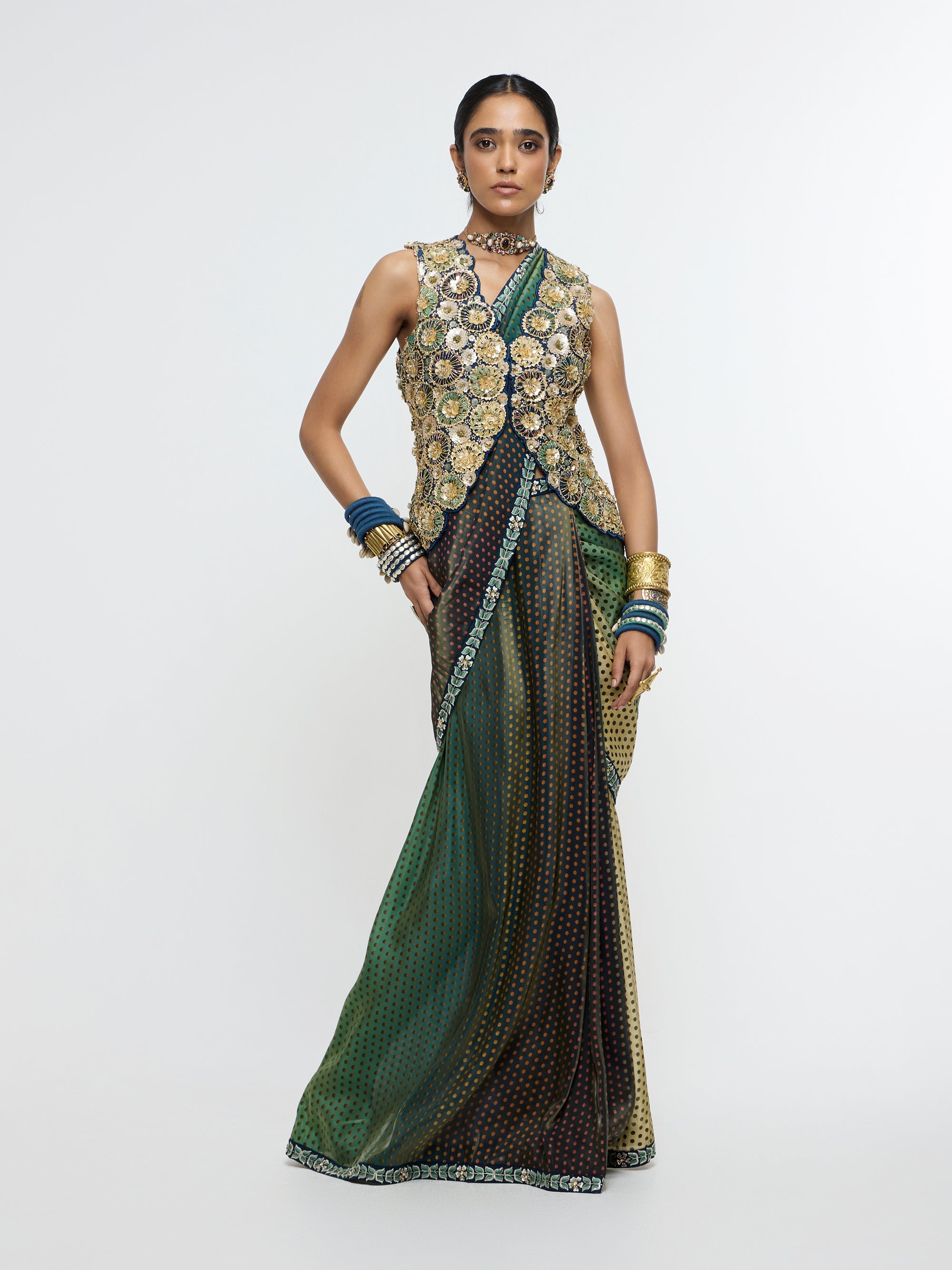 NAYAB WAIST COAT PAIRED WITH DRAPE SAREE
