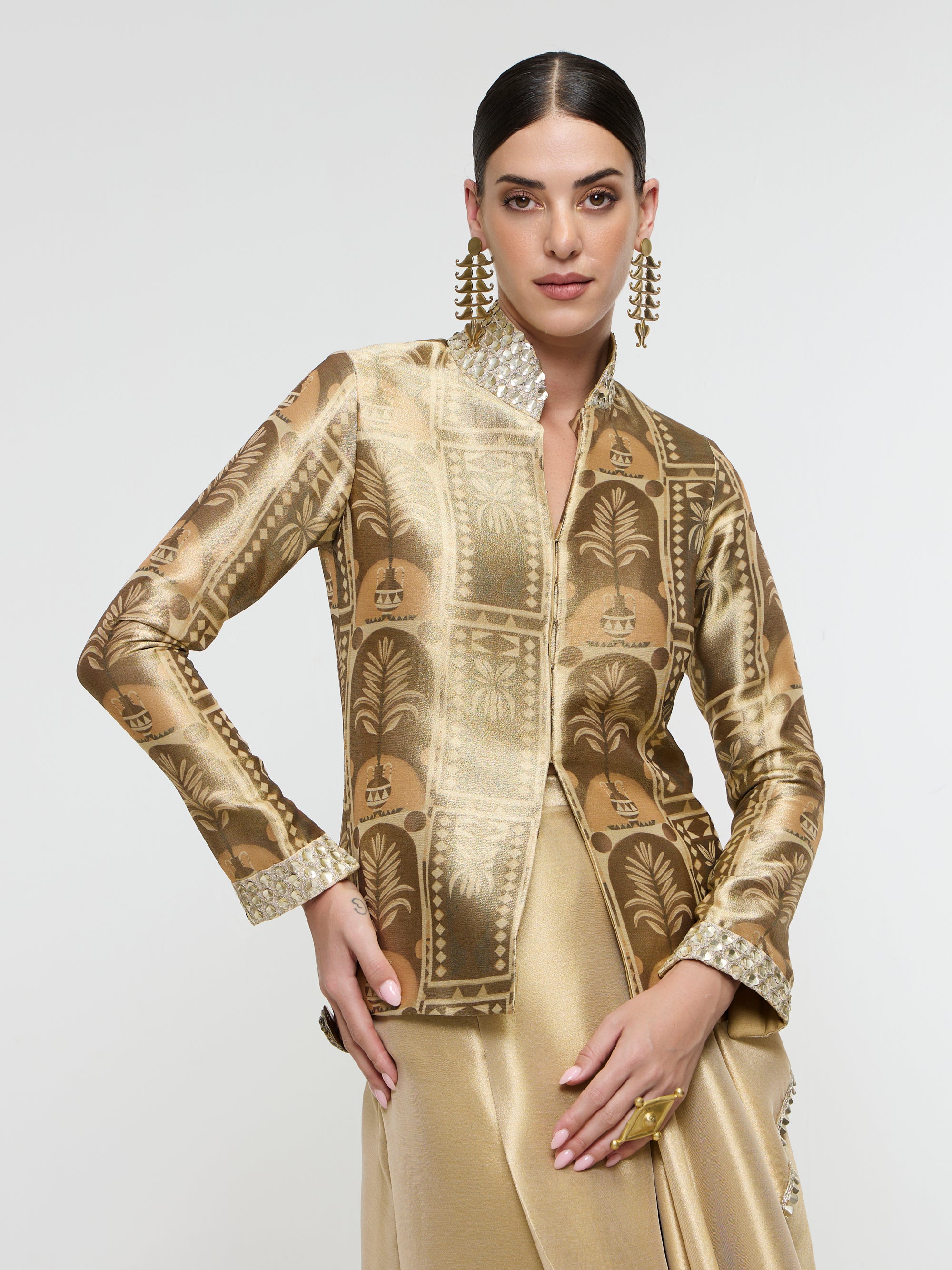 ELARA JACKET PAIRED WITH DRAPED SKIRT