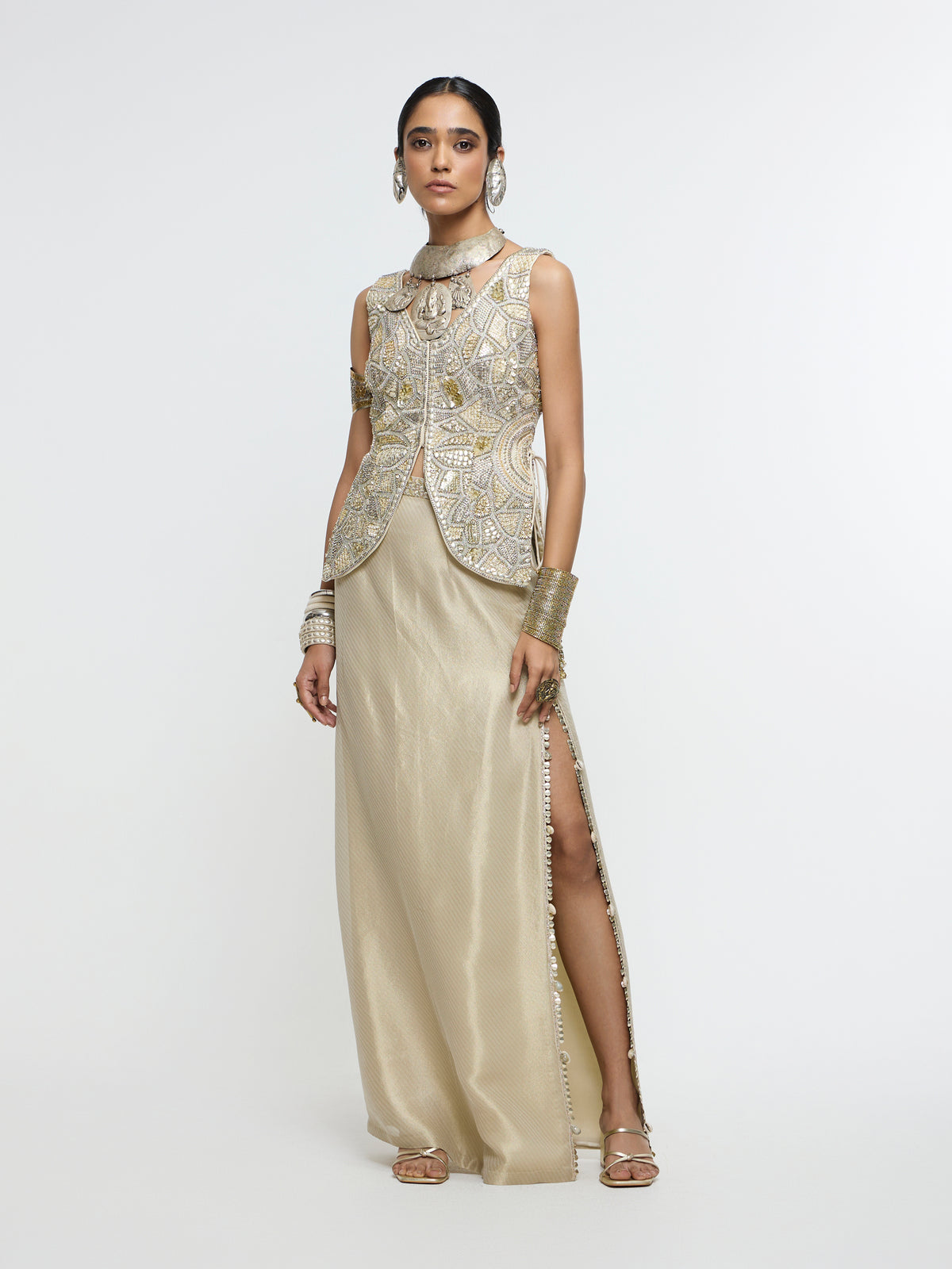 AAINA WAIST COAT WITH SLIT SKIRT
