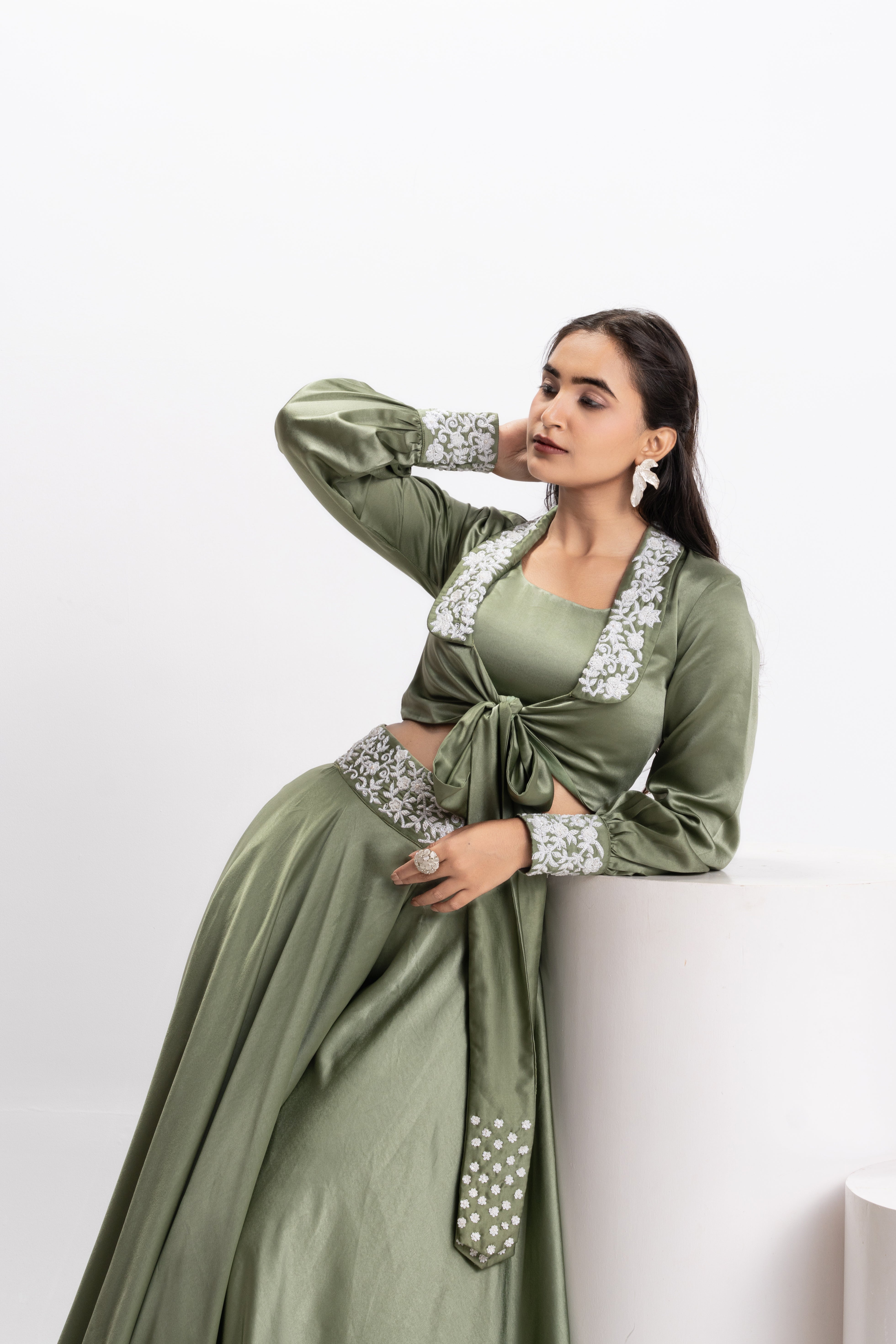 GREEN EMBELLISHED 3 PIECES SET