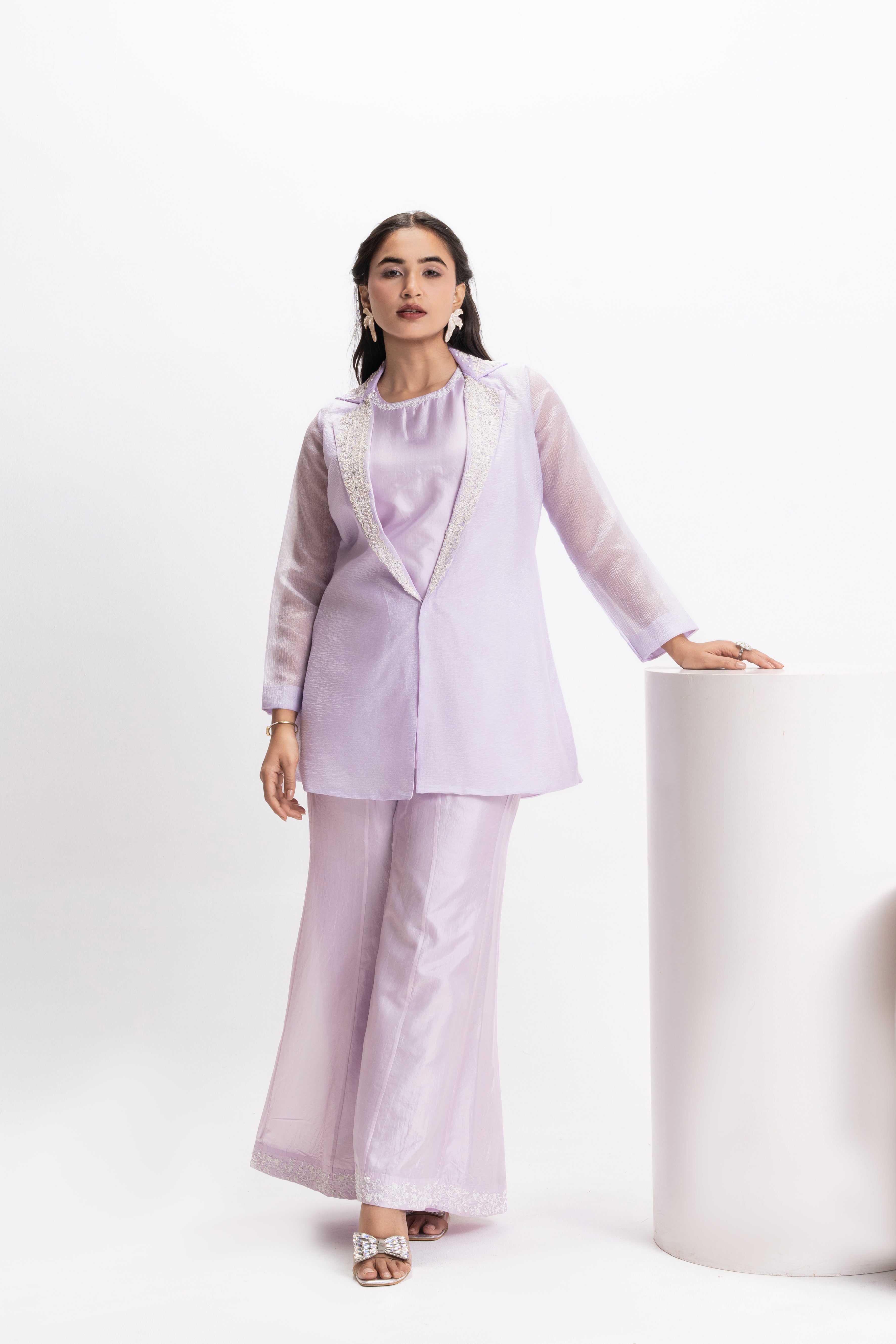 MOONFLOWER EMBROIDERED JACKET & TROUSER SET