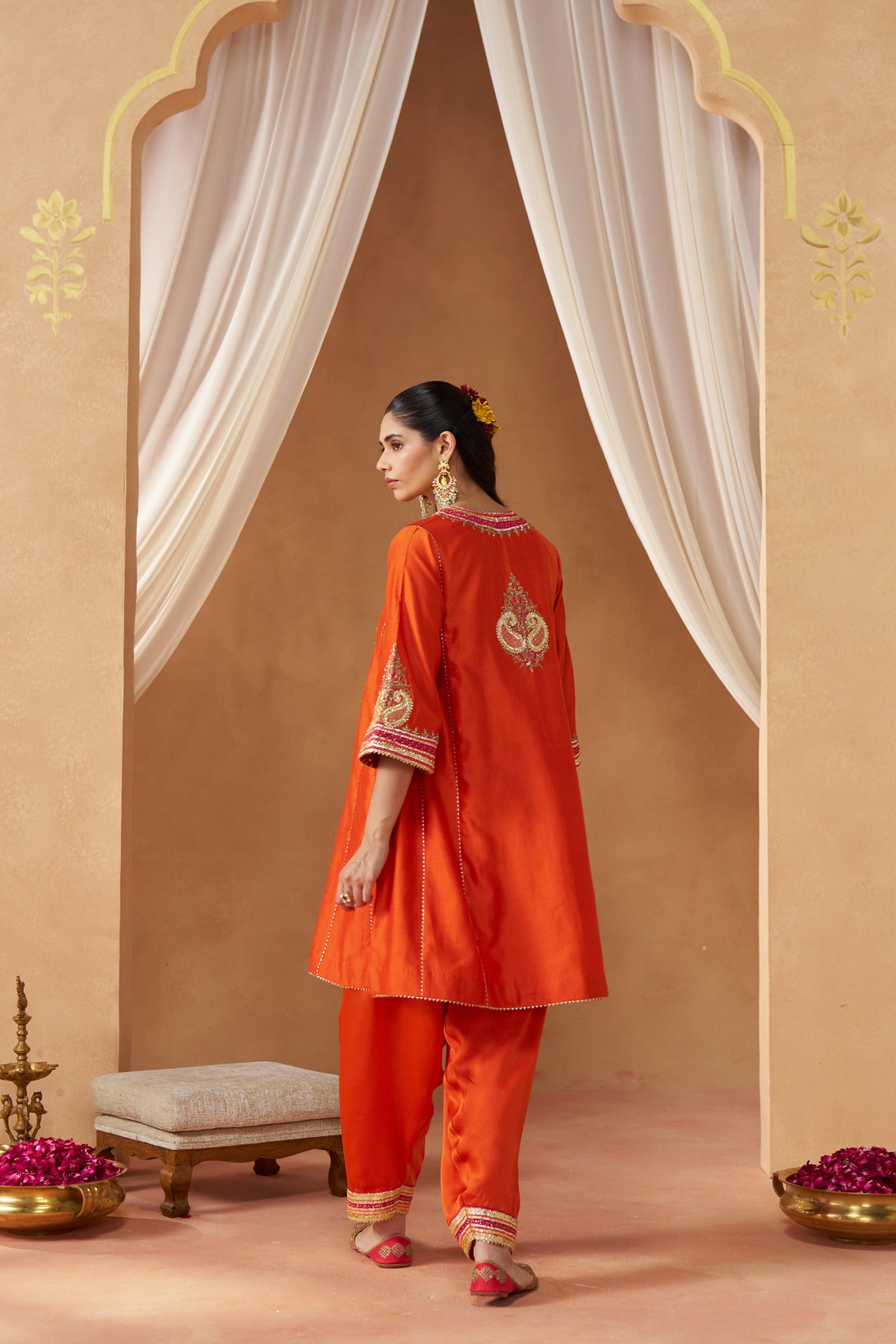 Daneen Burnt Orange Chauga with Salwar and Dupatta