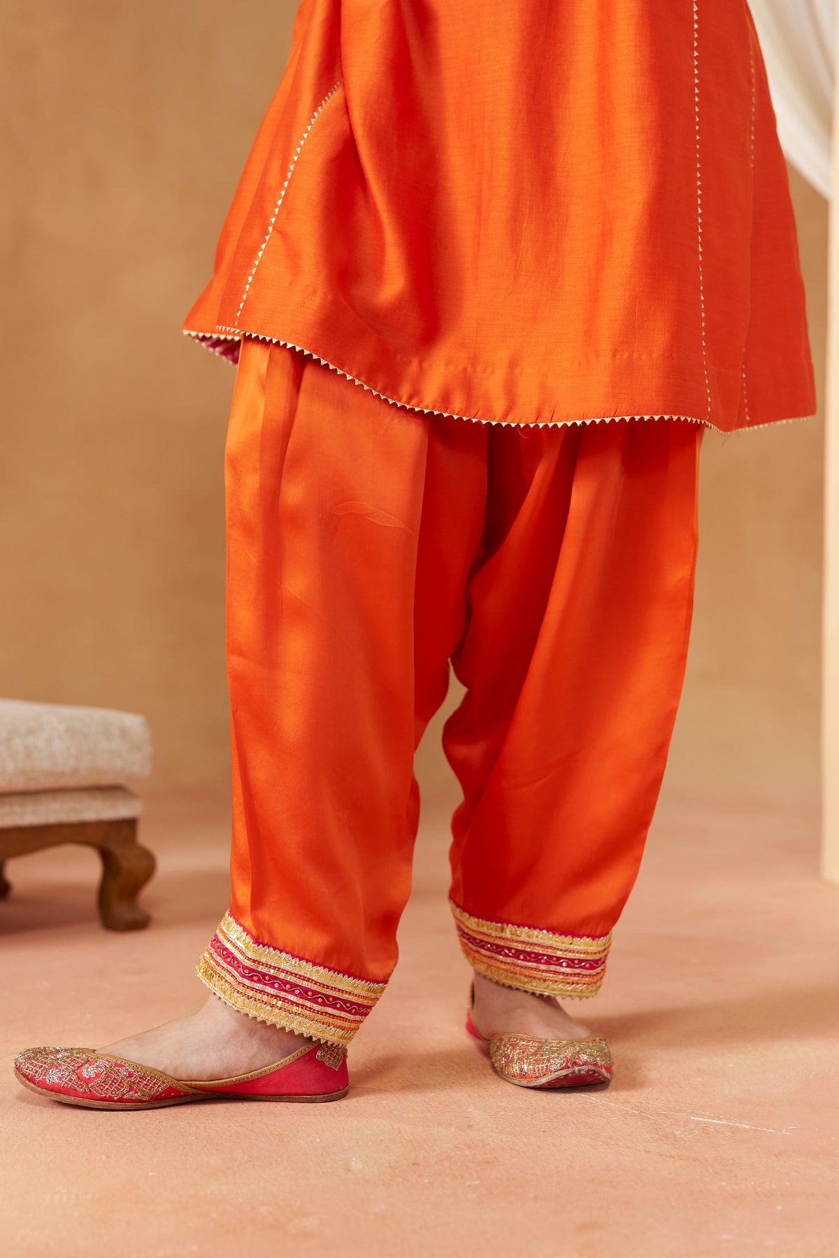 Daneen Burnt Orange Chauga with Salwar and Dupatta