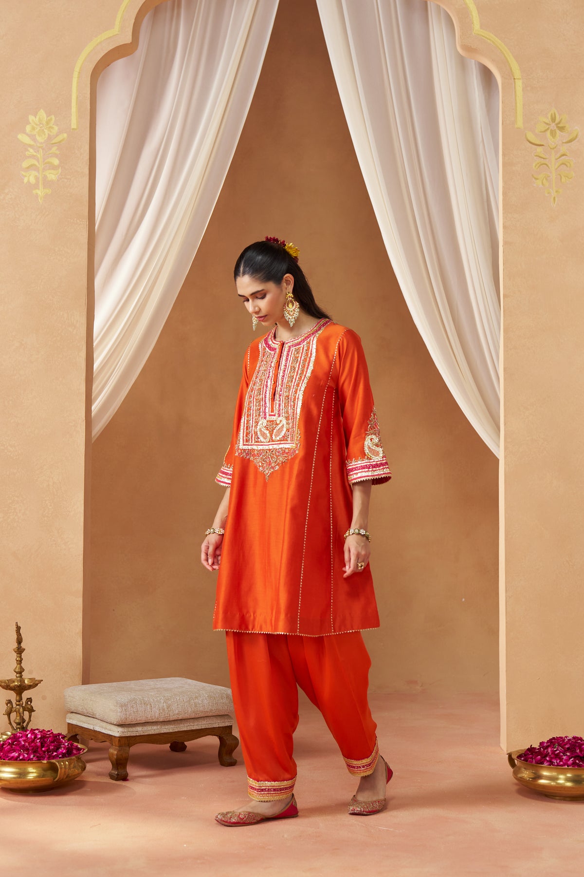 Daneen Burnt Orange Chauga with Salwar and Dupatta
