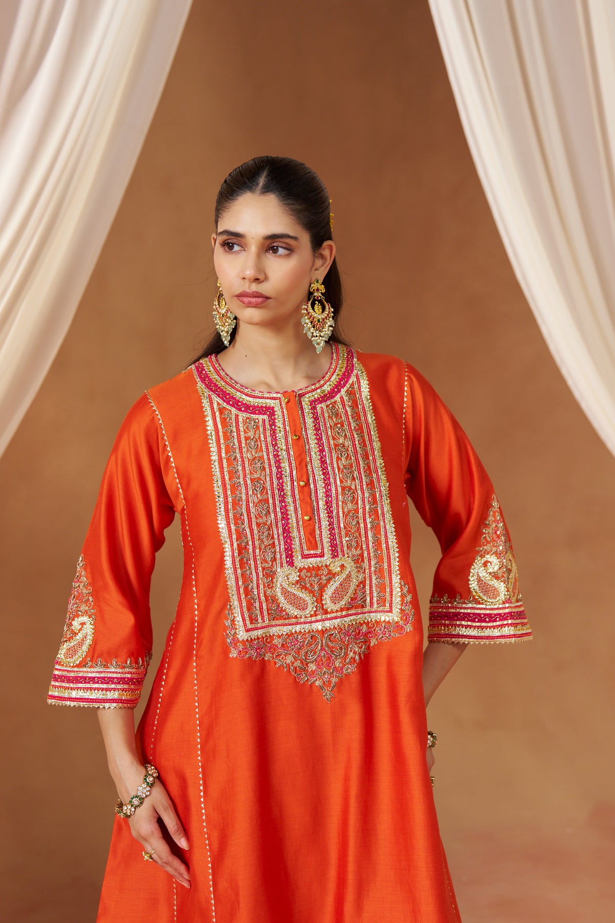 Daneen Burnt Orange Chauga with Salwar and Dupatta