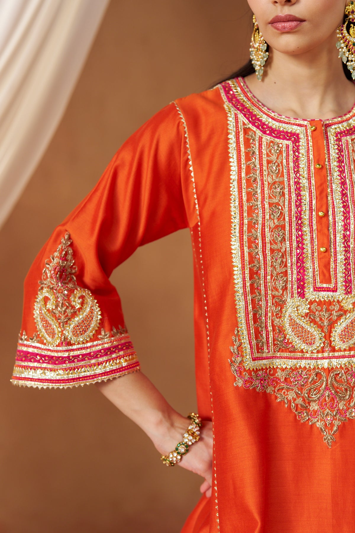 Daneen Burnt Orange Chauga with Salwar and Dupatta