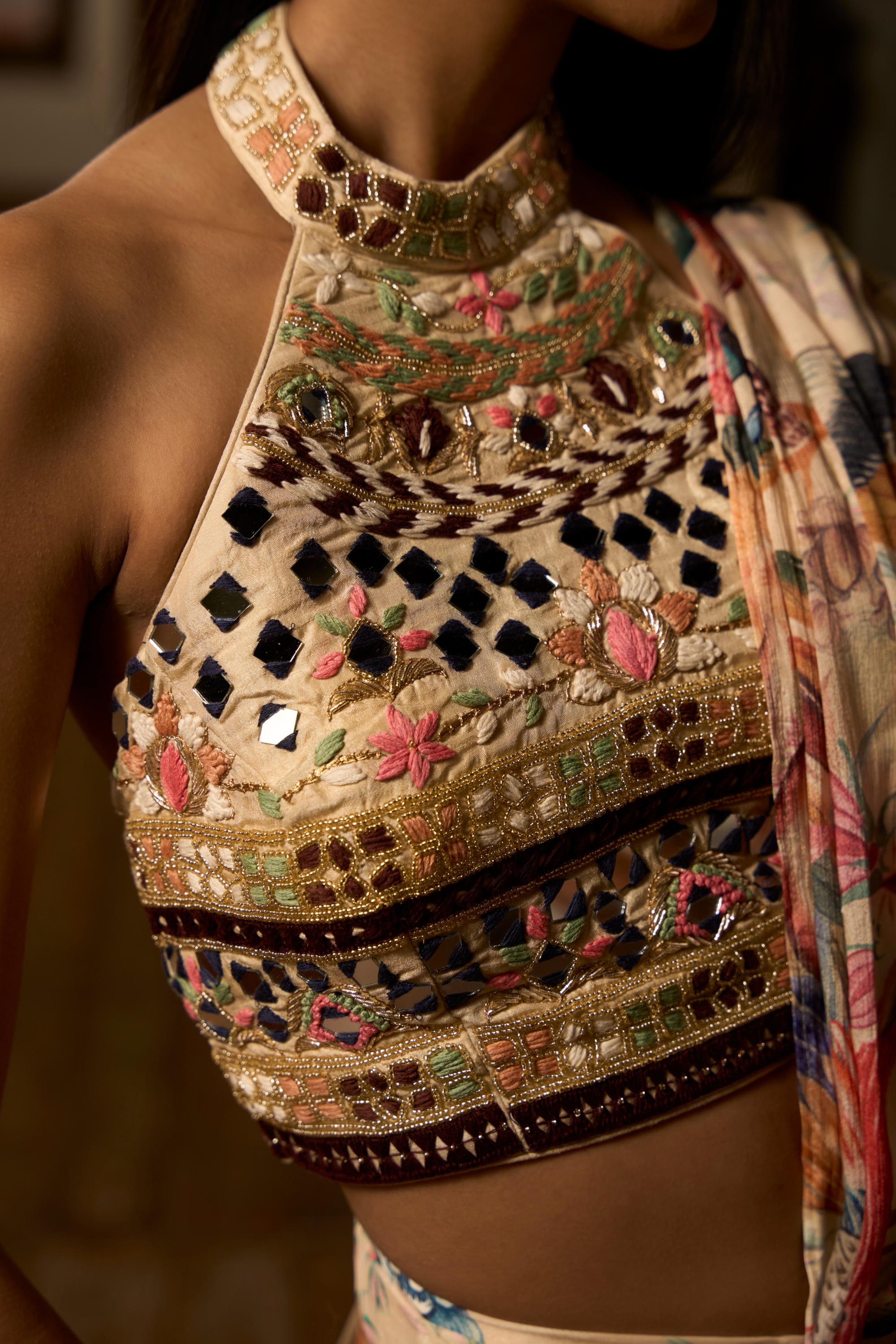 Dior Wilderness ā Nature-Inspired Ruffle Saree Set