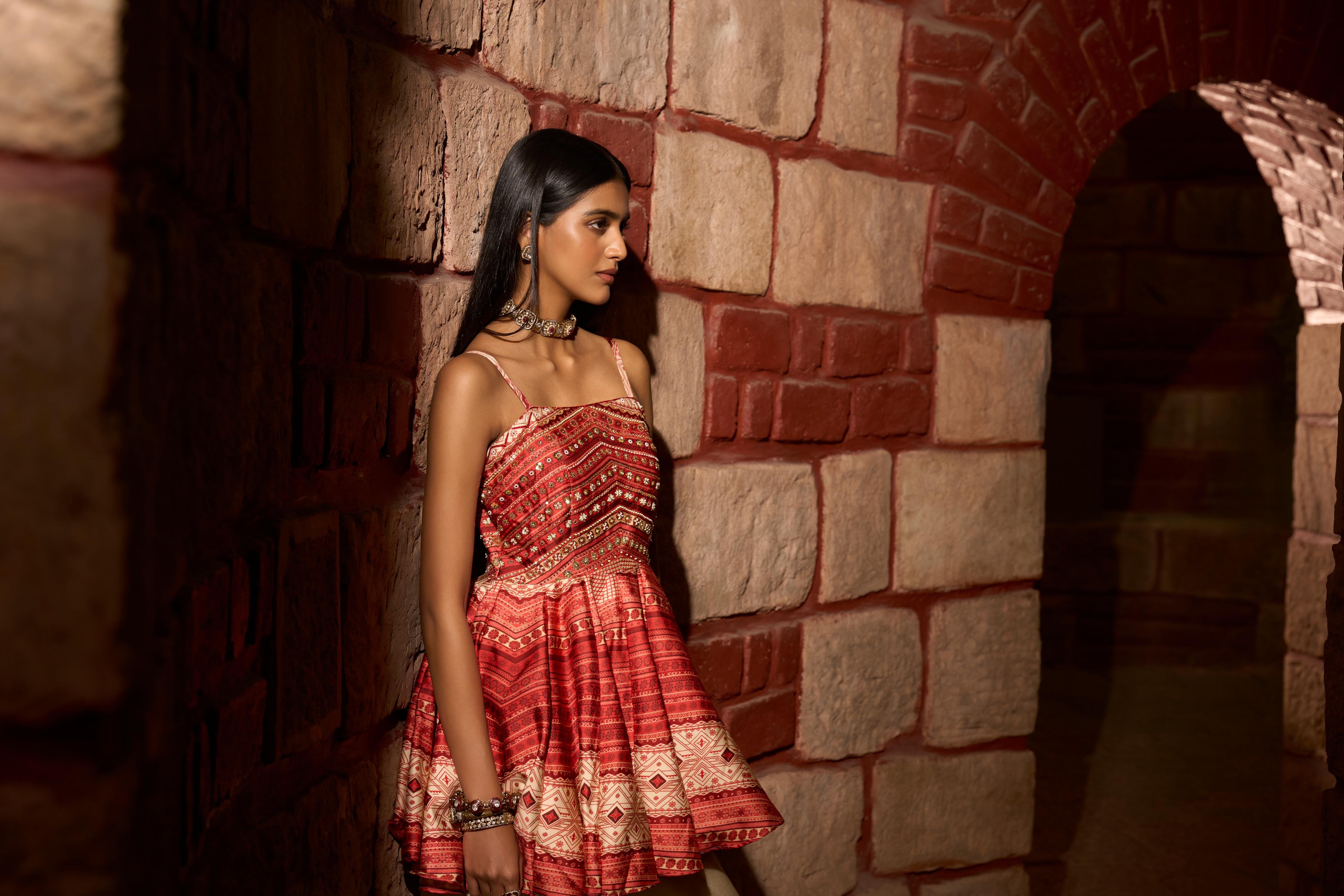 Scarlet Peplum top with flared bottom Elegance