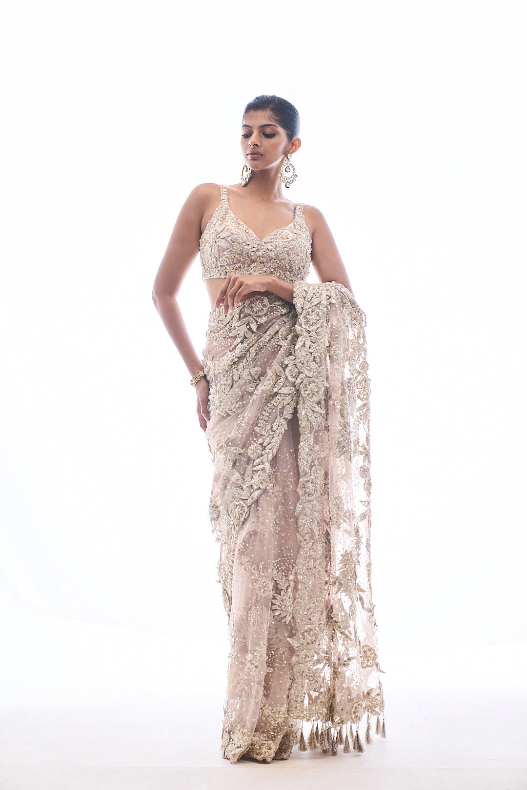Nude Three-Dimensional Saree