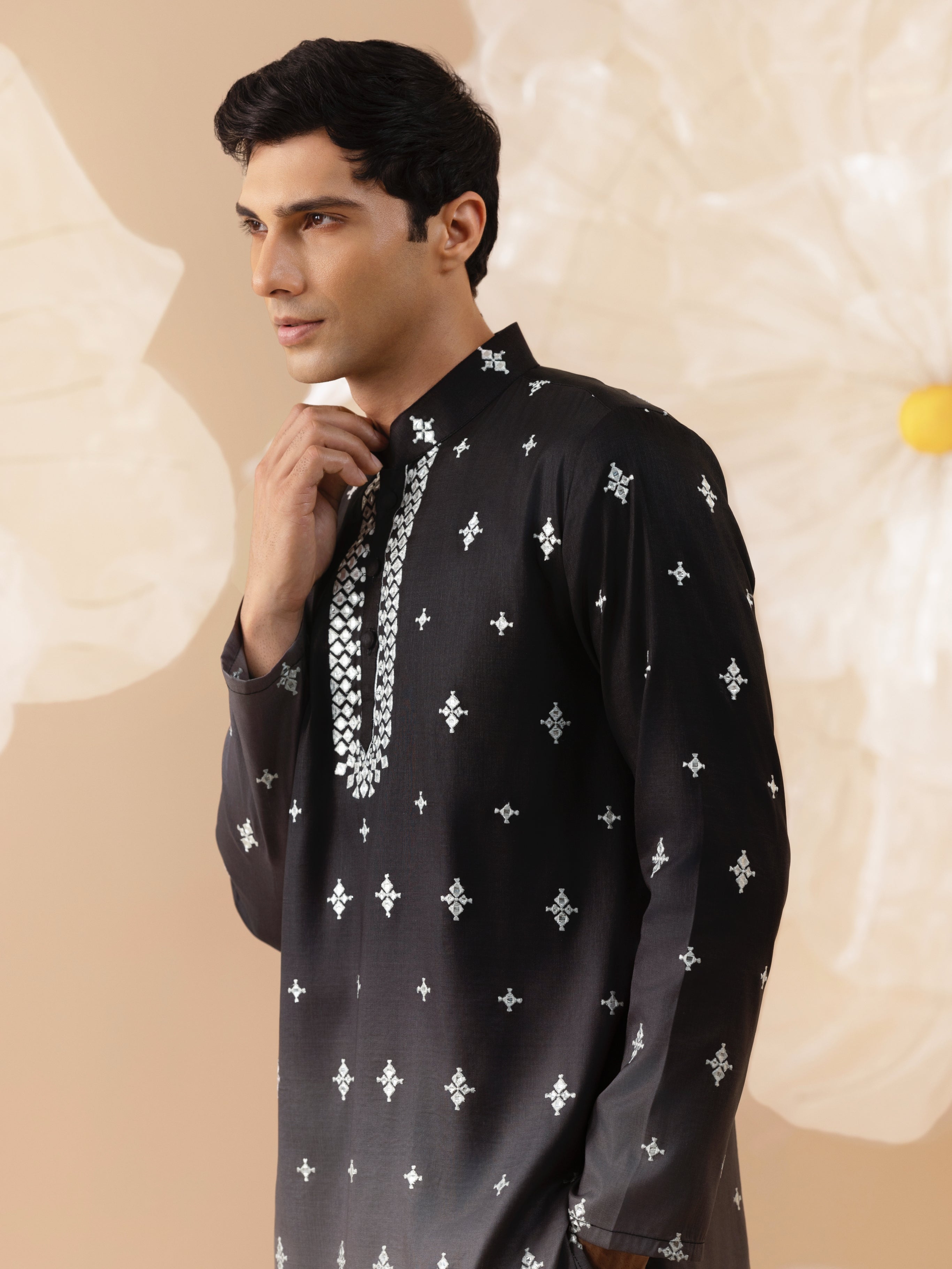 NOOR SILK MIRROR EMBROIDERY KURTA SET
