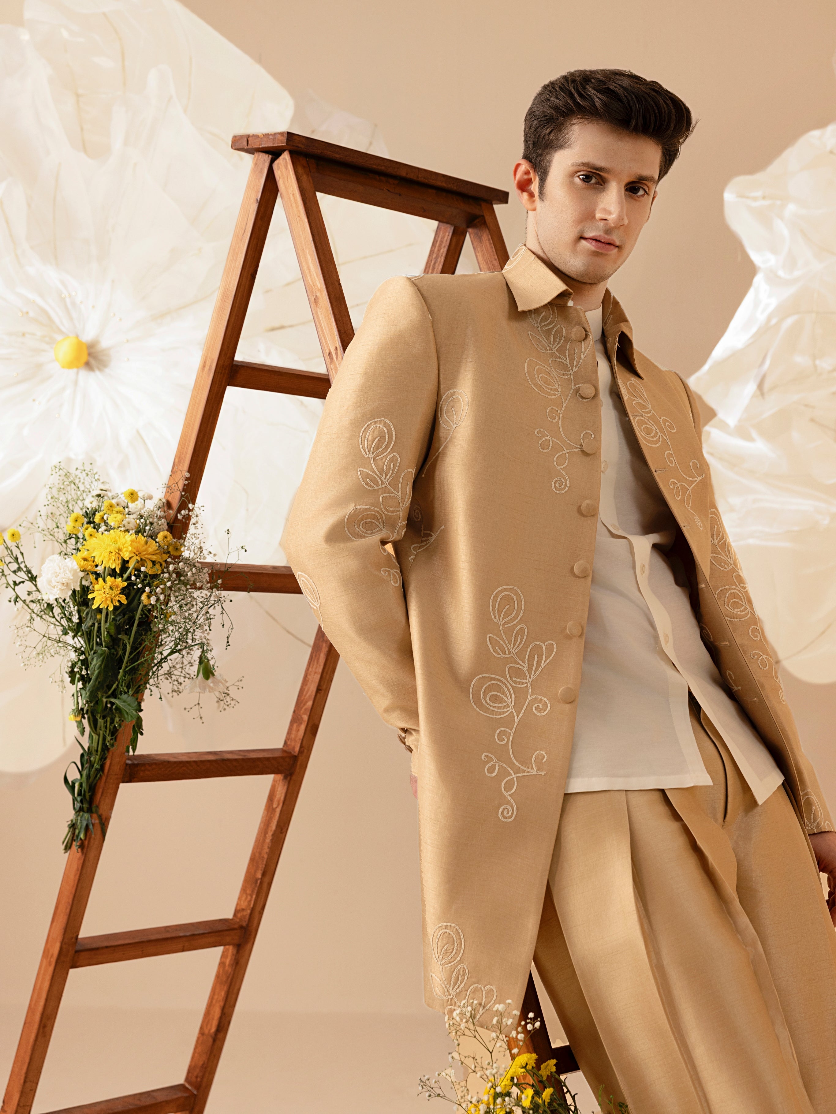 GULKAAR SILK EMBROIDERY INDO WESTERN SET