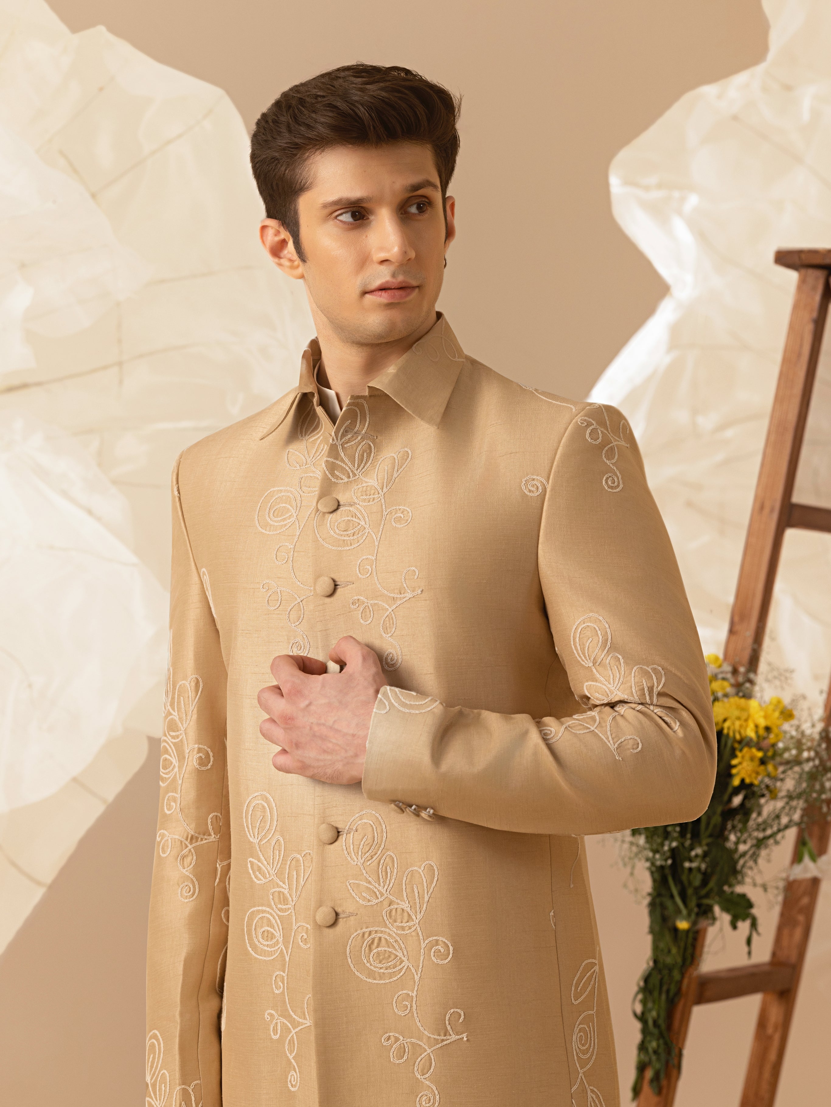 GULKAAR SILK EMBROIDERY INDO WESTERN SET