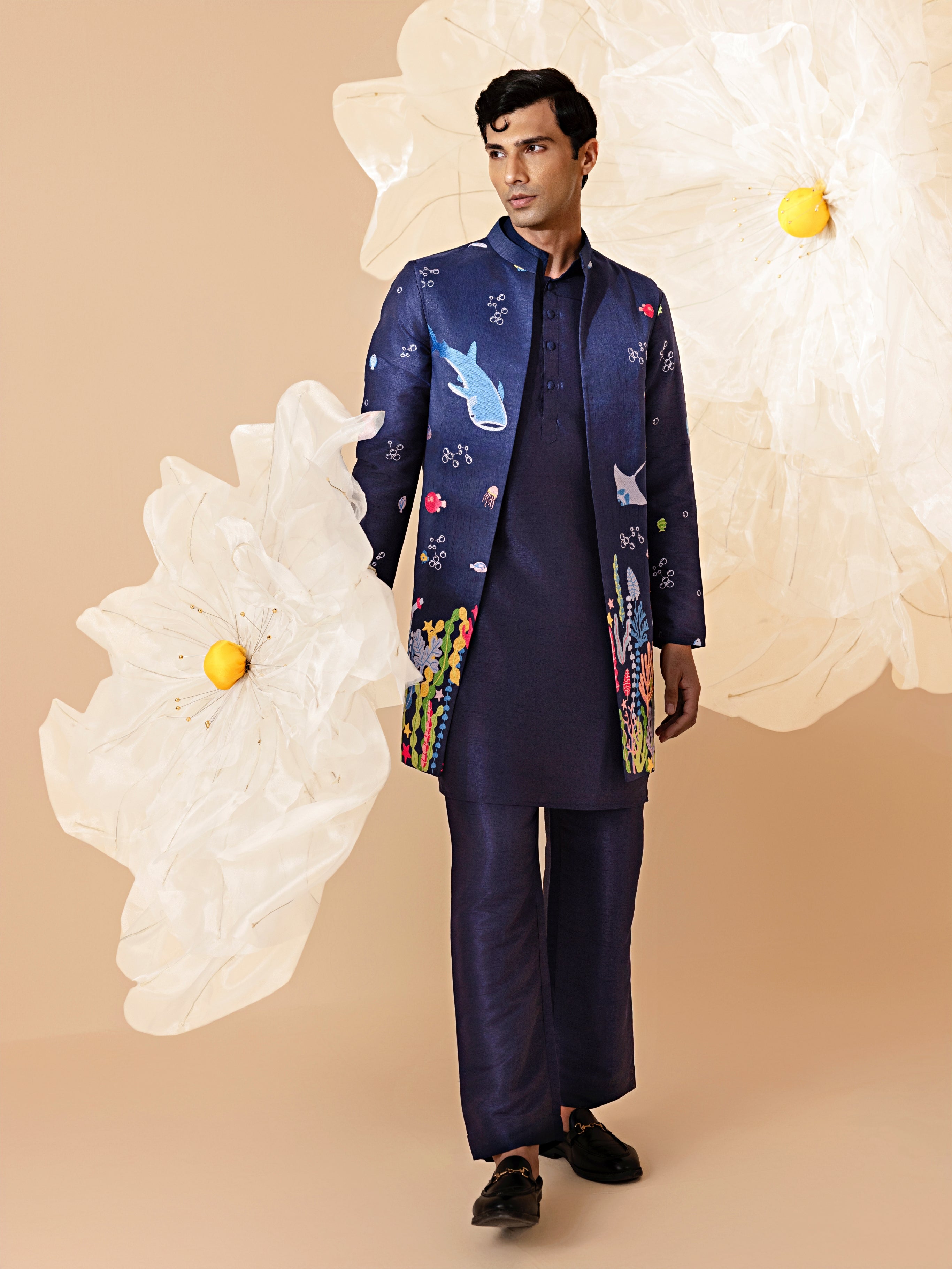 DARIYA - Silk Embroidery Nehru Jacket Set