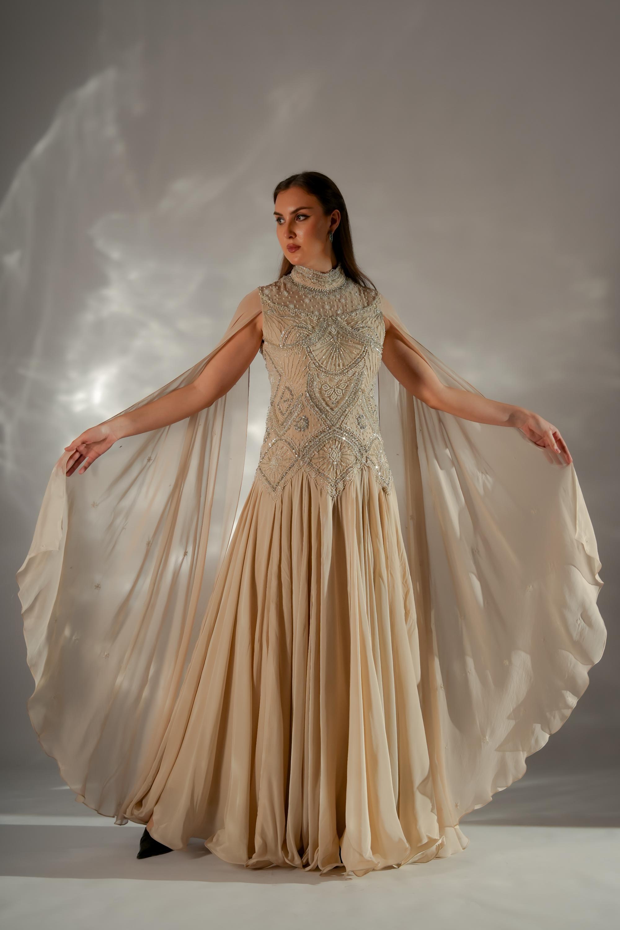 Celeste cape gown