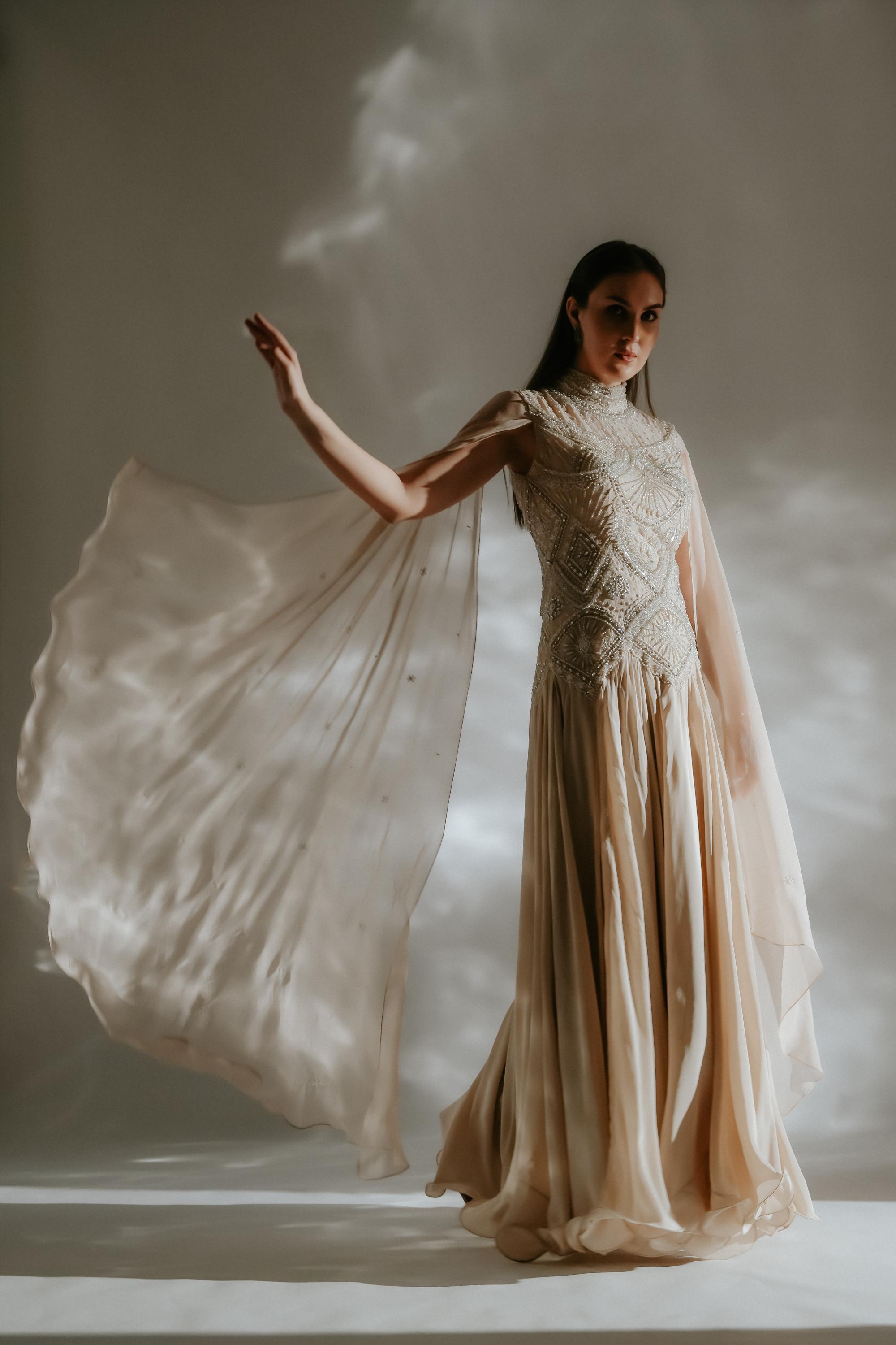 Celeste cape gown