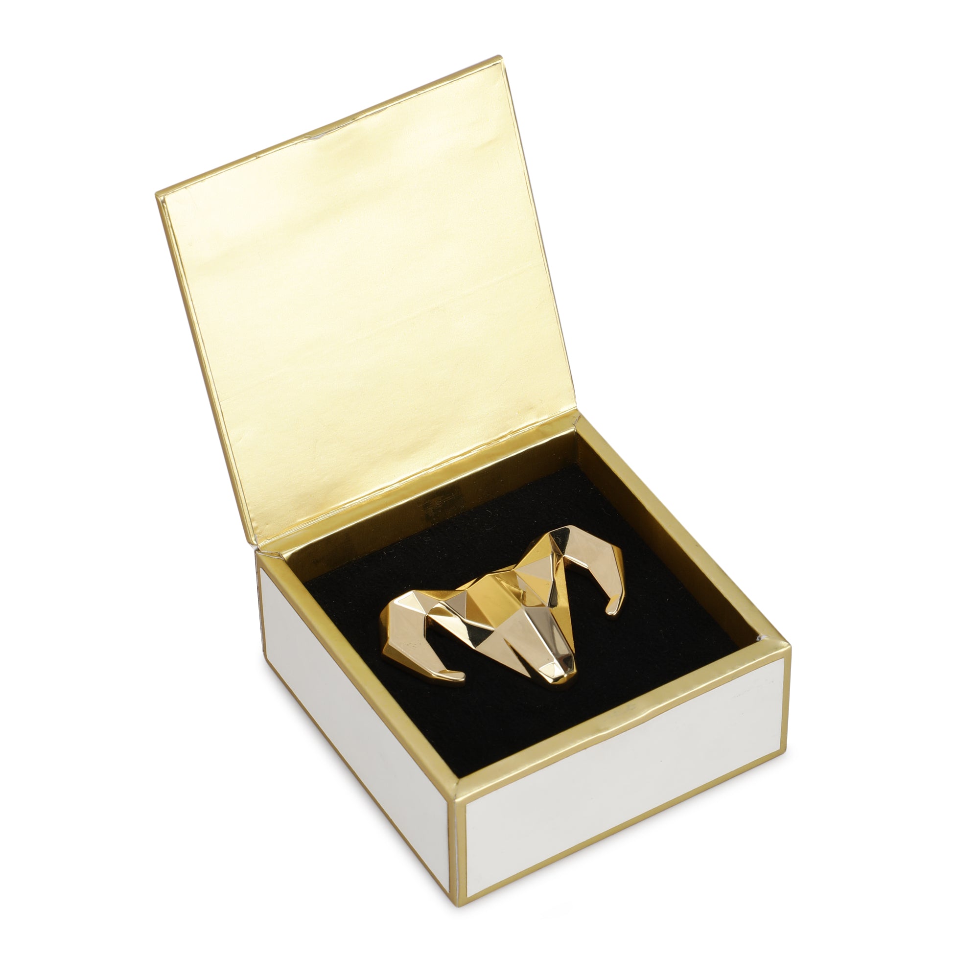 Gold-toned Alloy Ram Brooch