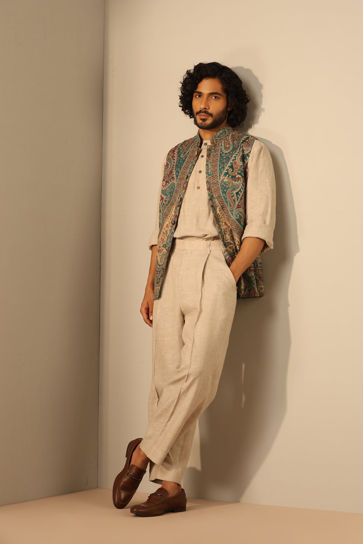 Yuvan Fine Wool Silk Waist Coat