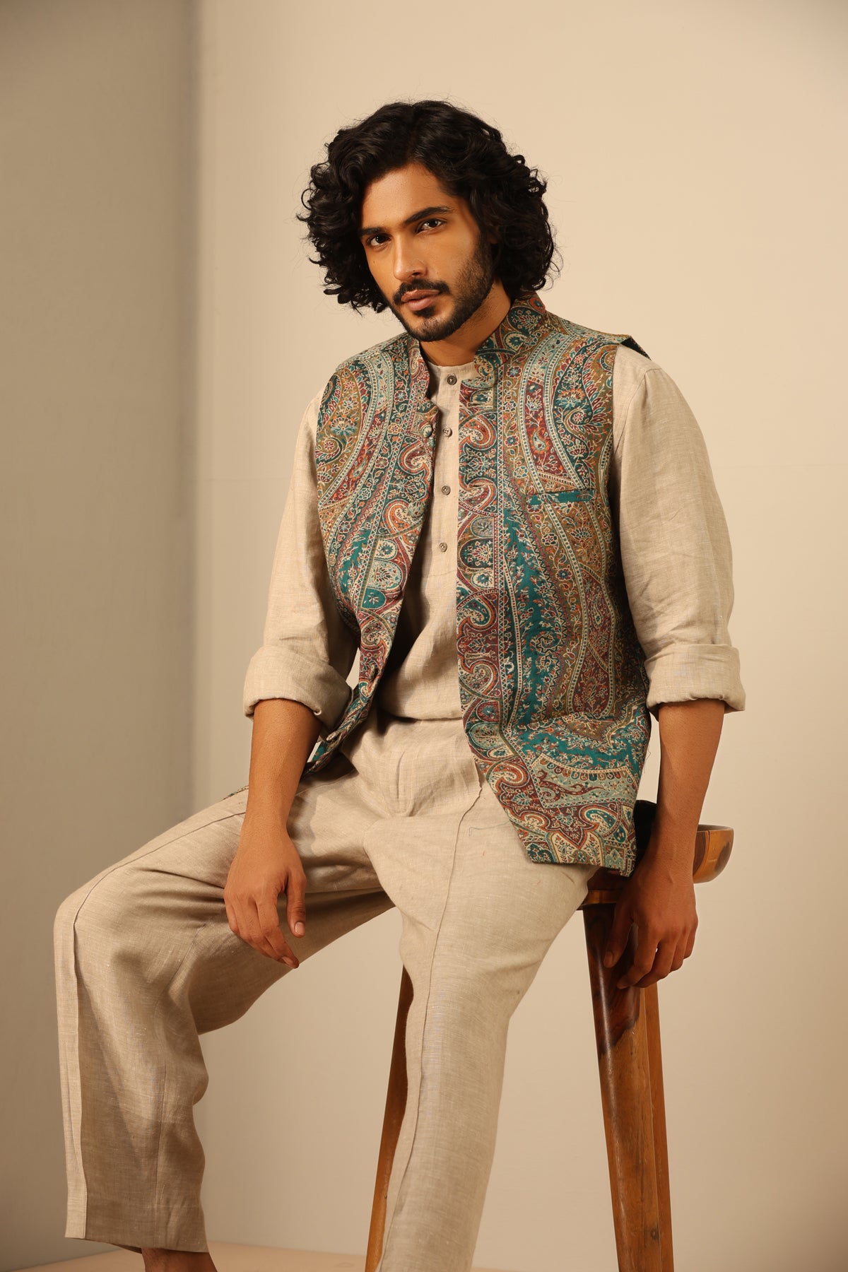 Shaan Fine Wool Silk Waist Coat