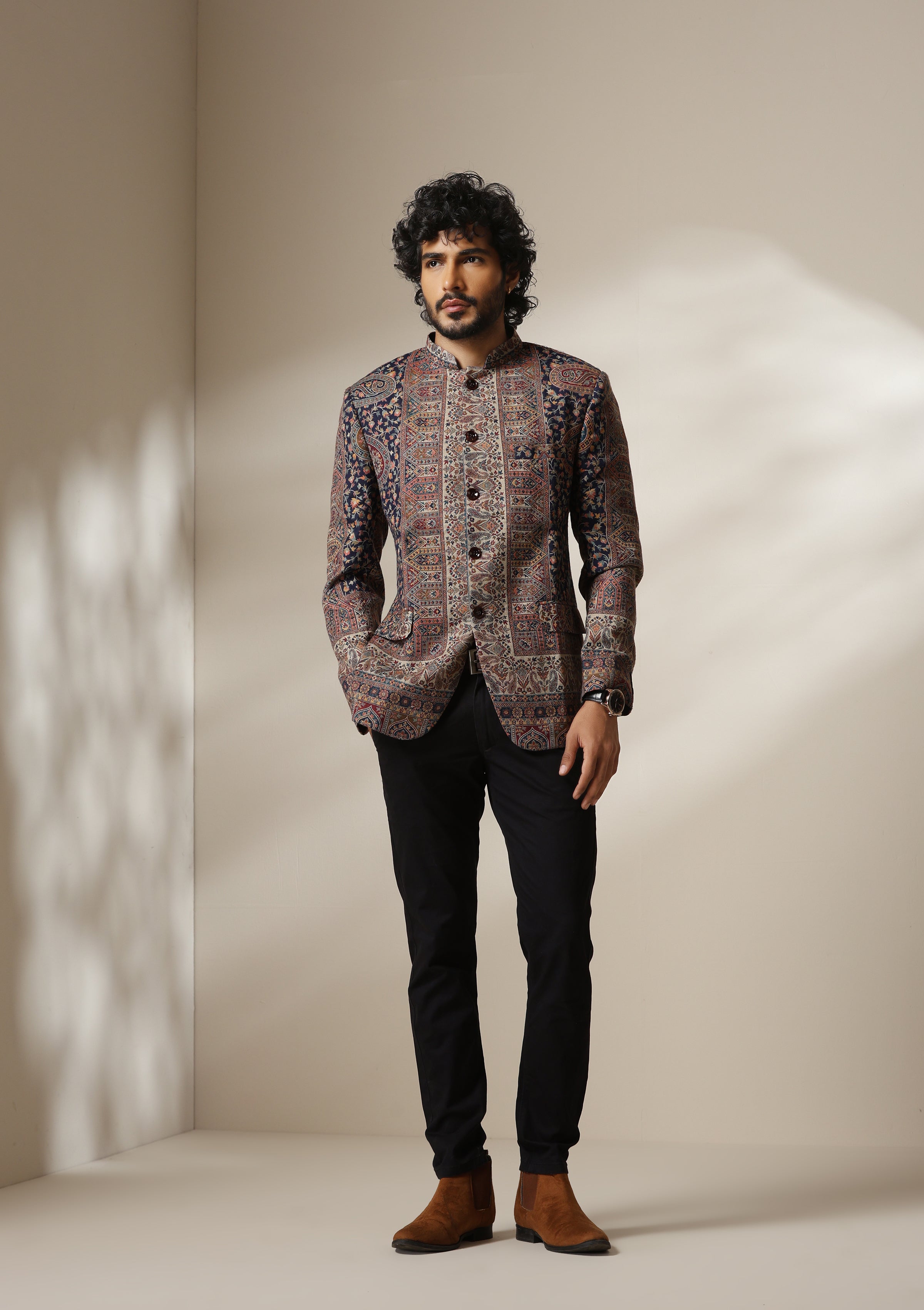 Heritage Mosaic pashmina blend Jacket/Bandgala