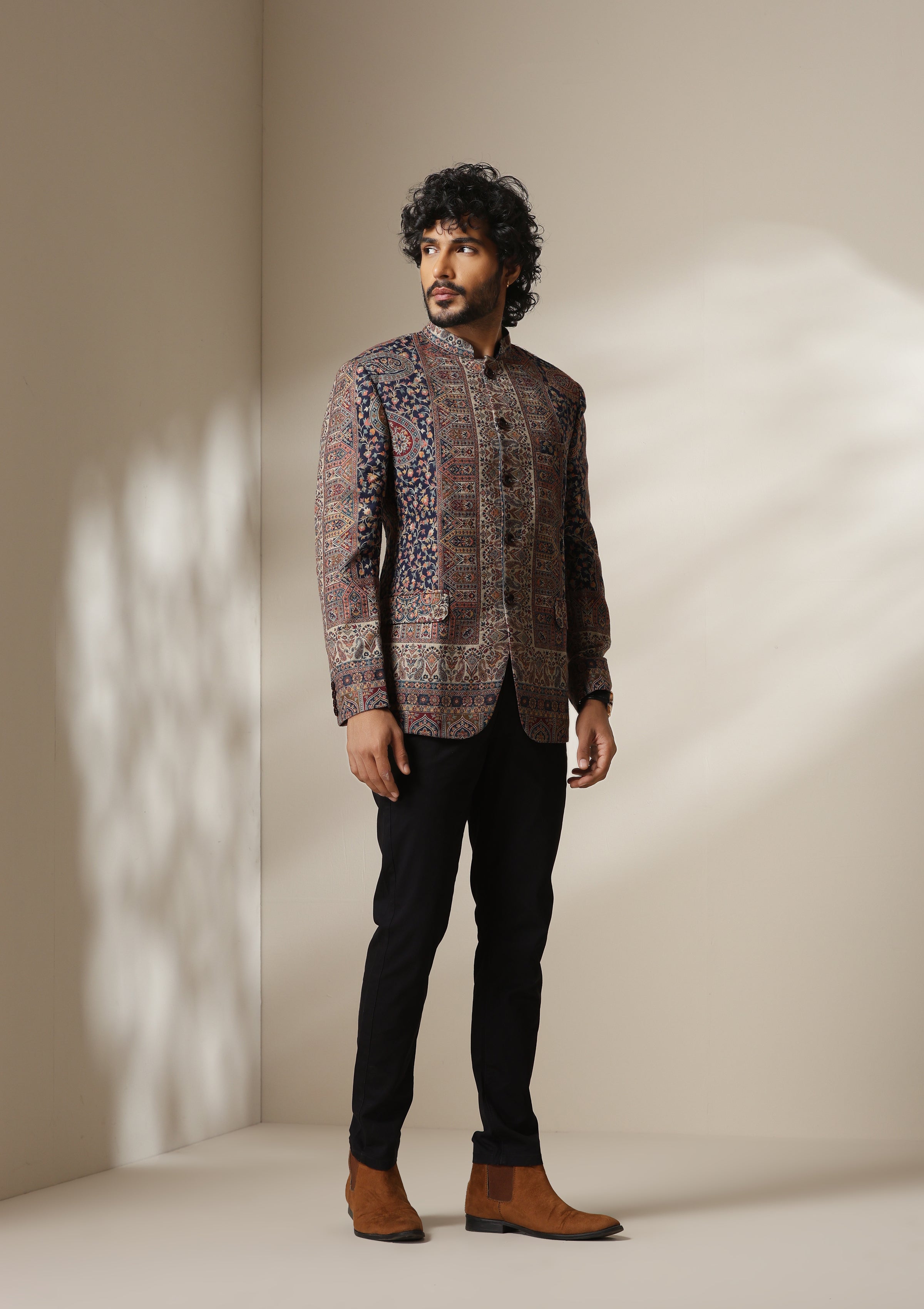 Heritage Mosaic pashmina blend Jacket/Bandgala