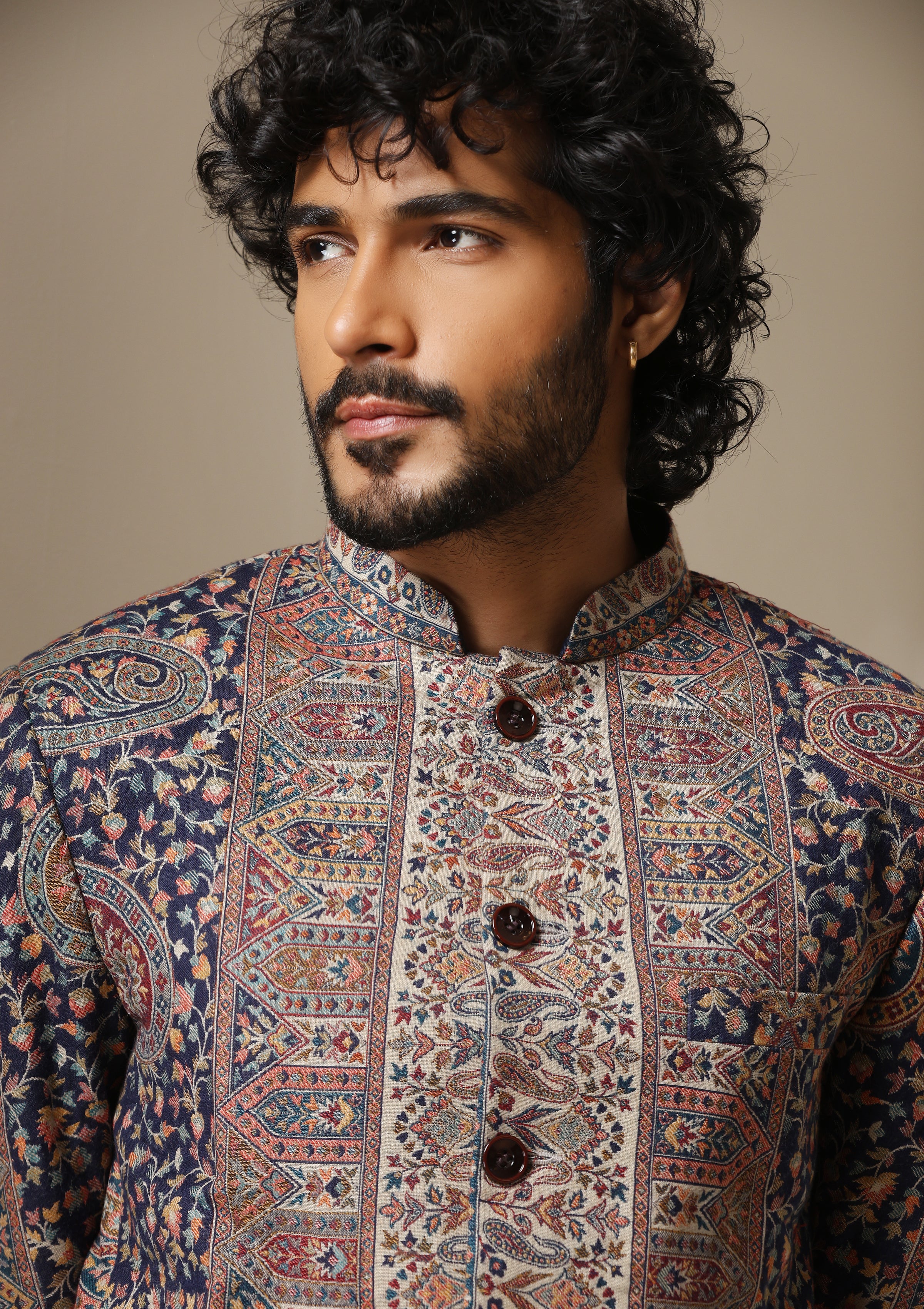 Heritage Mosaic pashmina blend Jacket/Bandgala