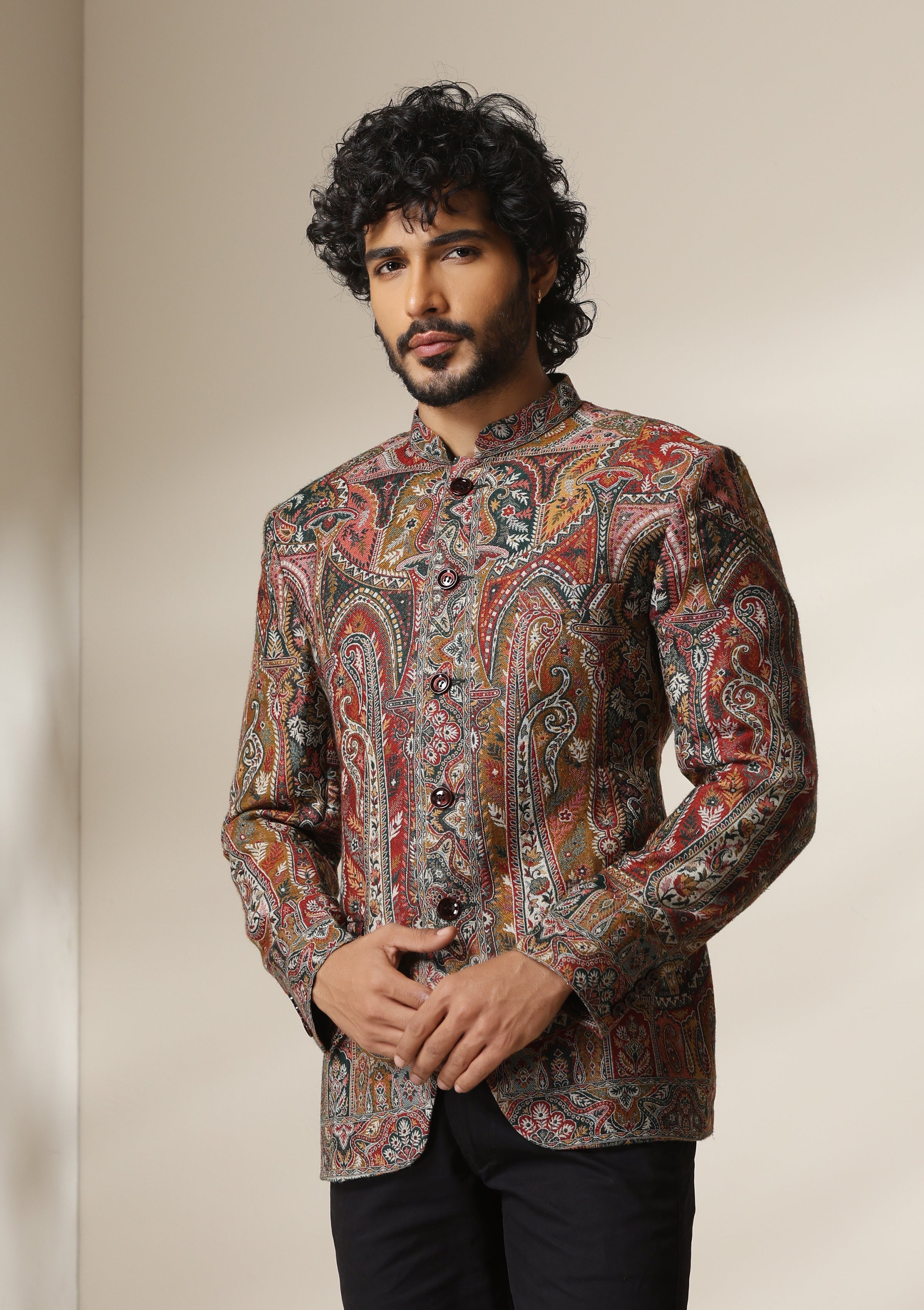 Persian Paisley pashmina blend Jacket/Bandgala