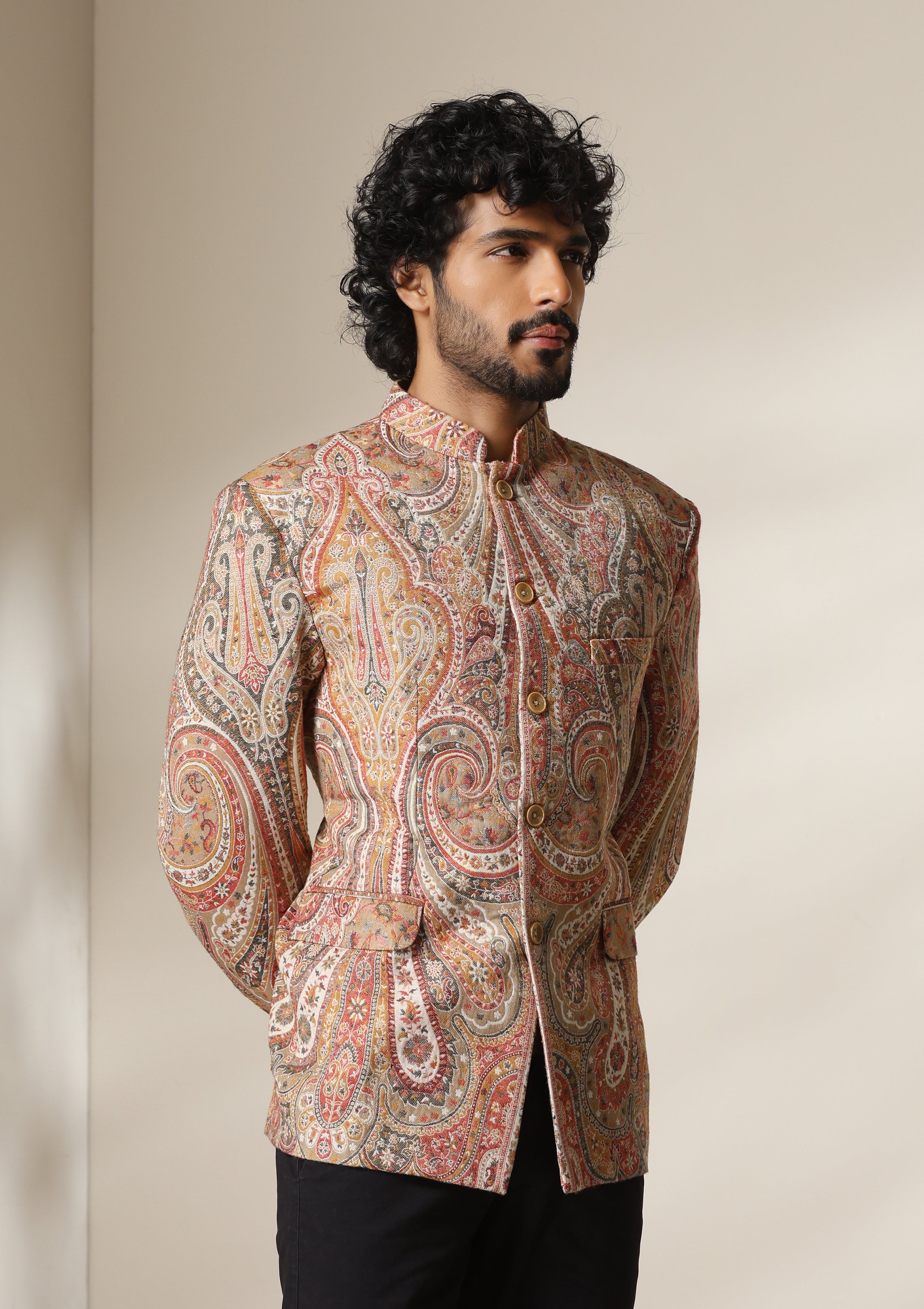 Golden Aura pashmina blend Jacket/Bandgala