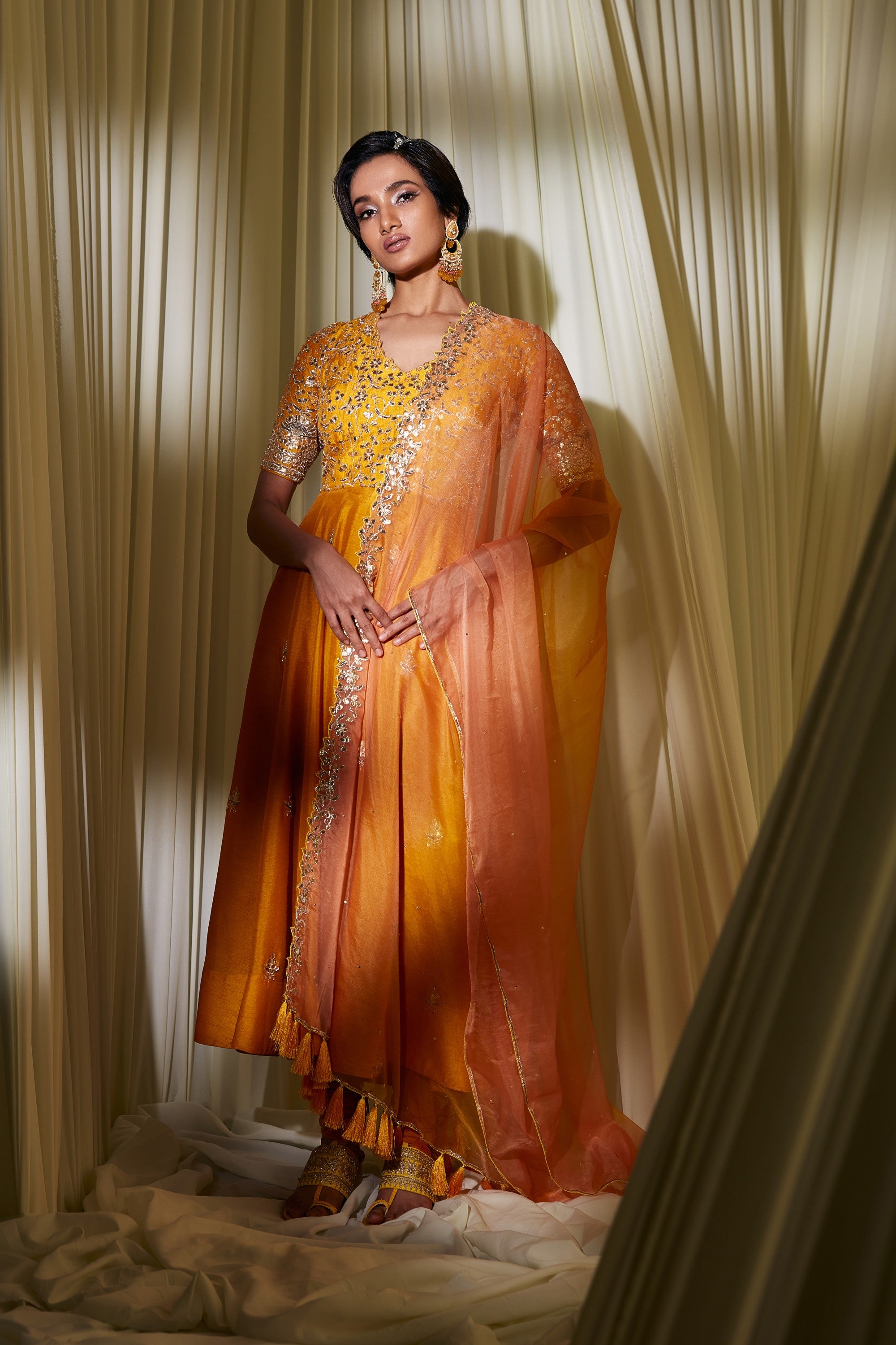 MUSTARD ANARKALI SET