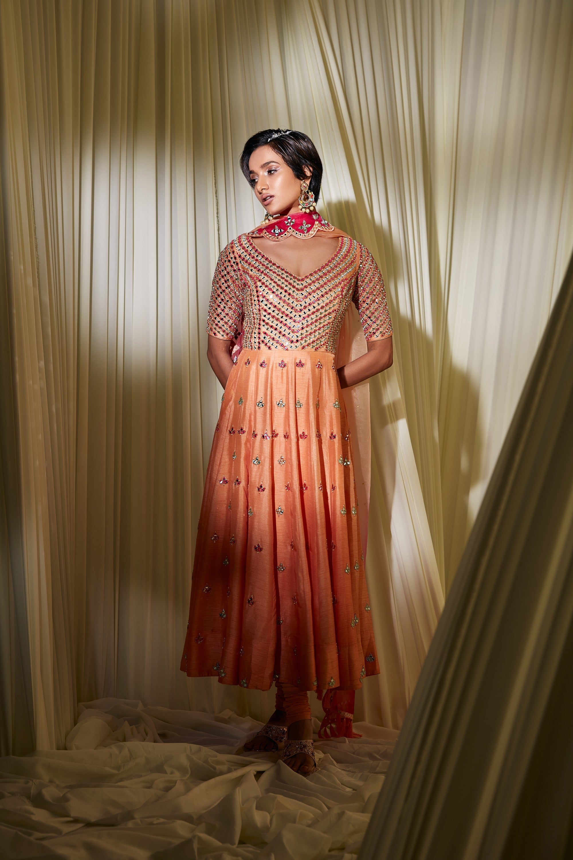 APRICOT ANARKALI SET