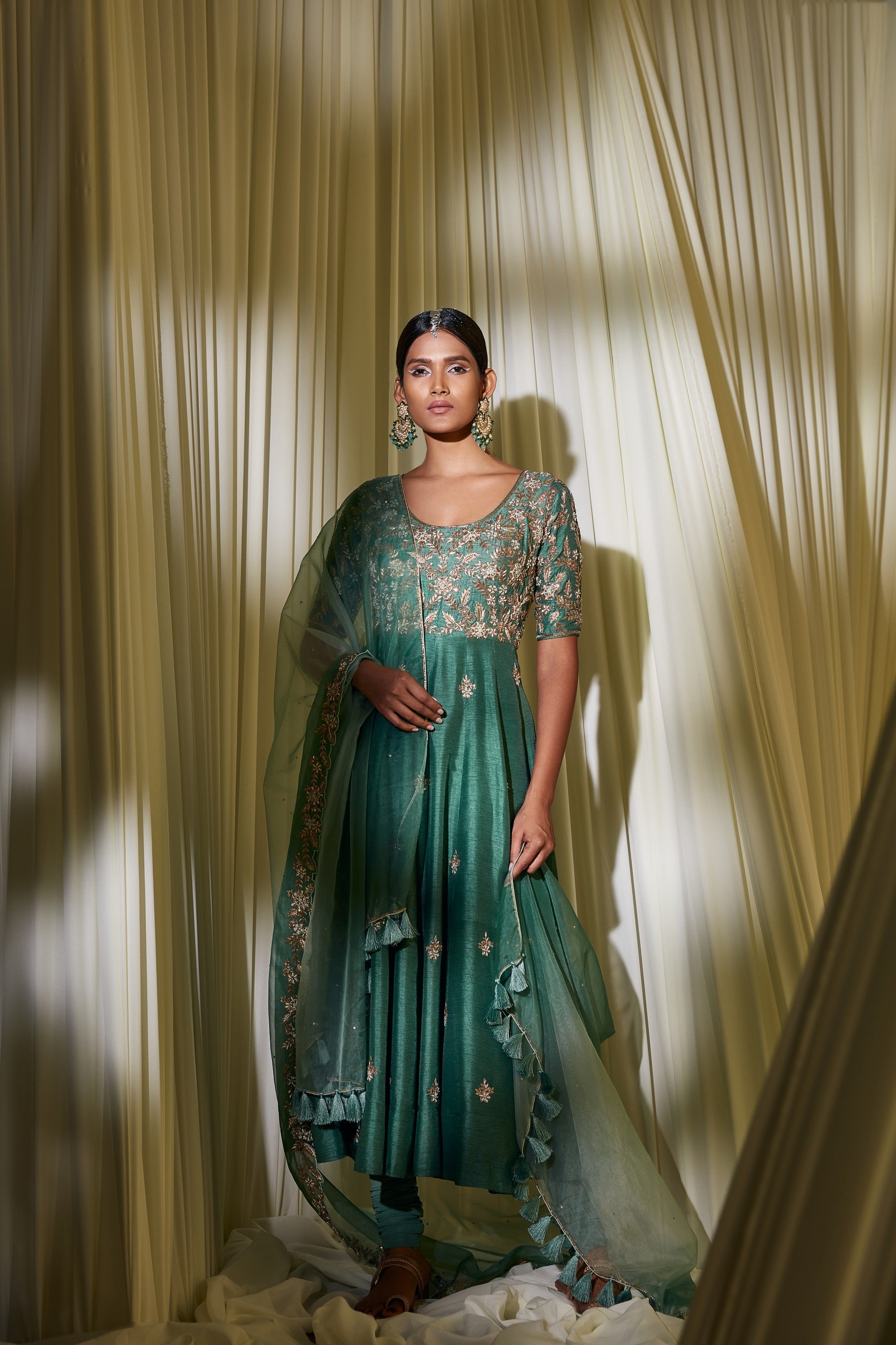 TEAL GREEN ANARKALI SET