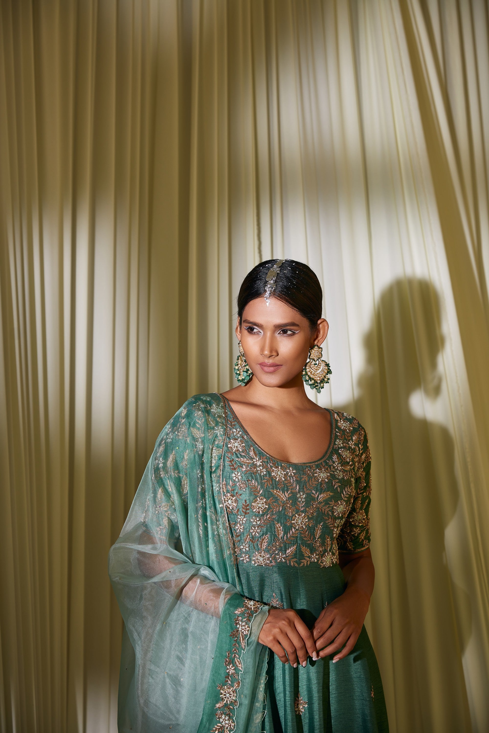 TEAL GREEN ANARKALI SET