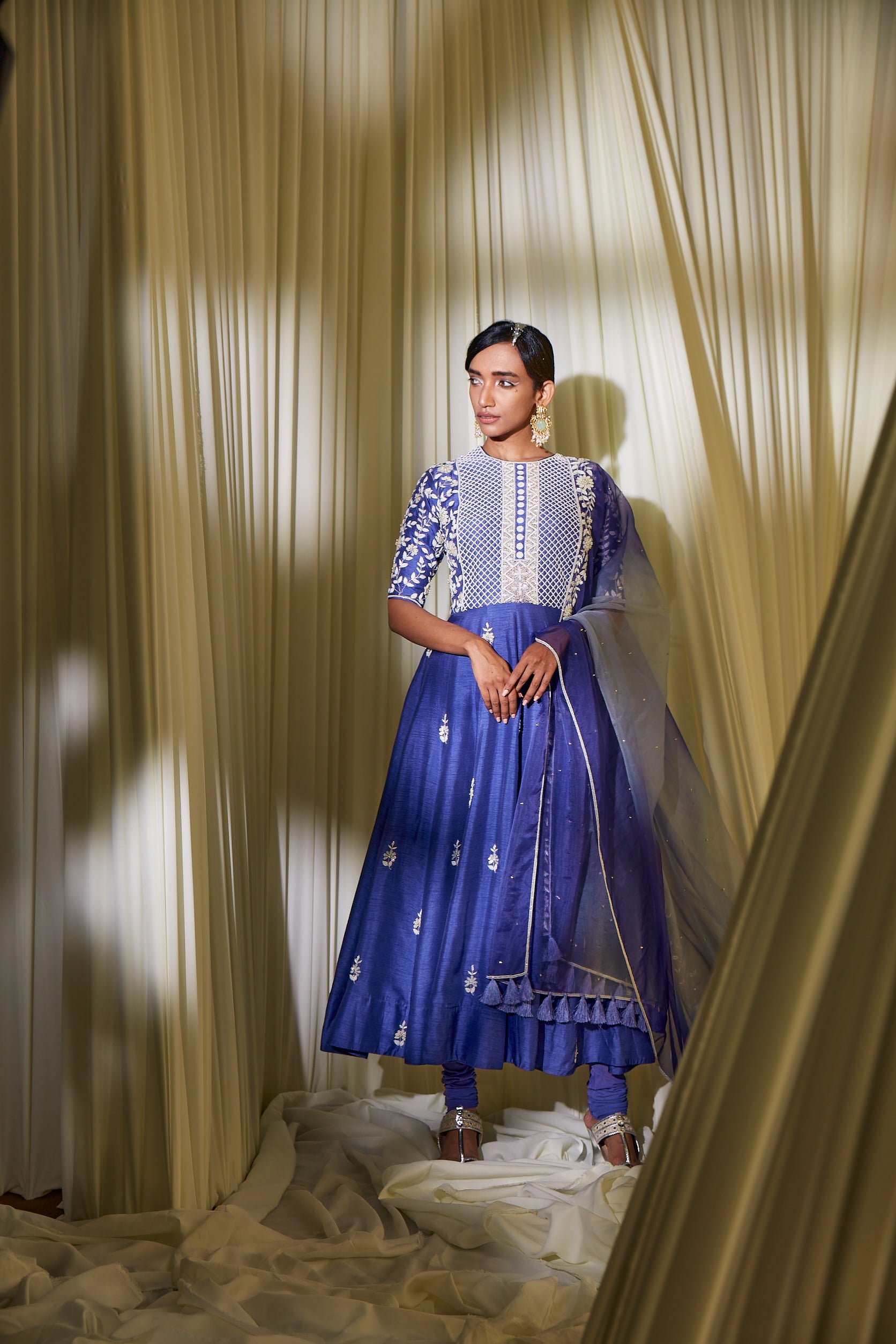 INK BLUE ANARKALI SET
