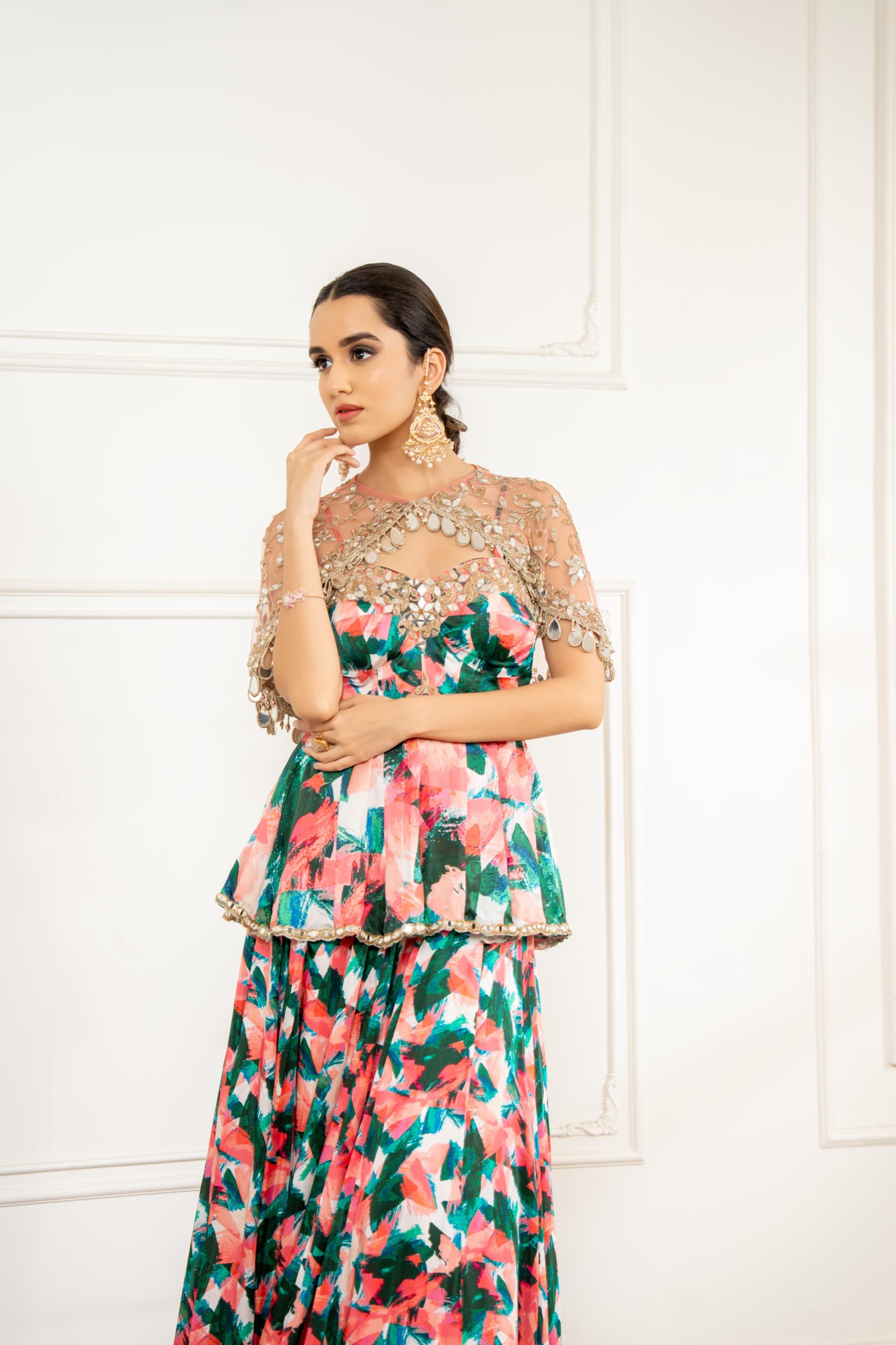 Embroidered Cape Lehenga