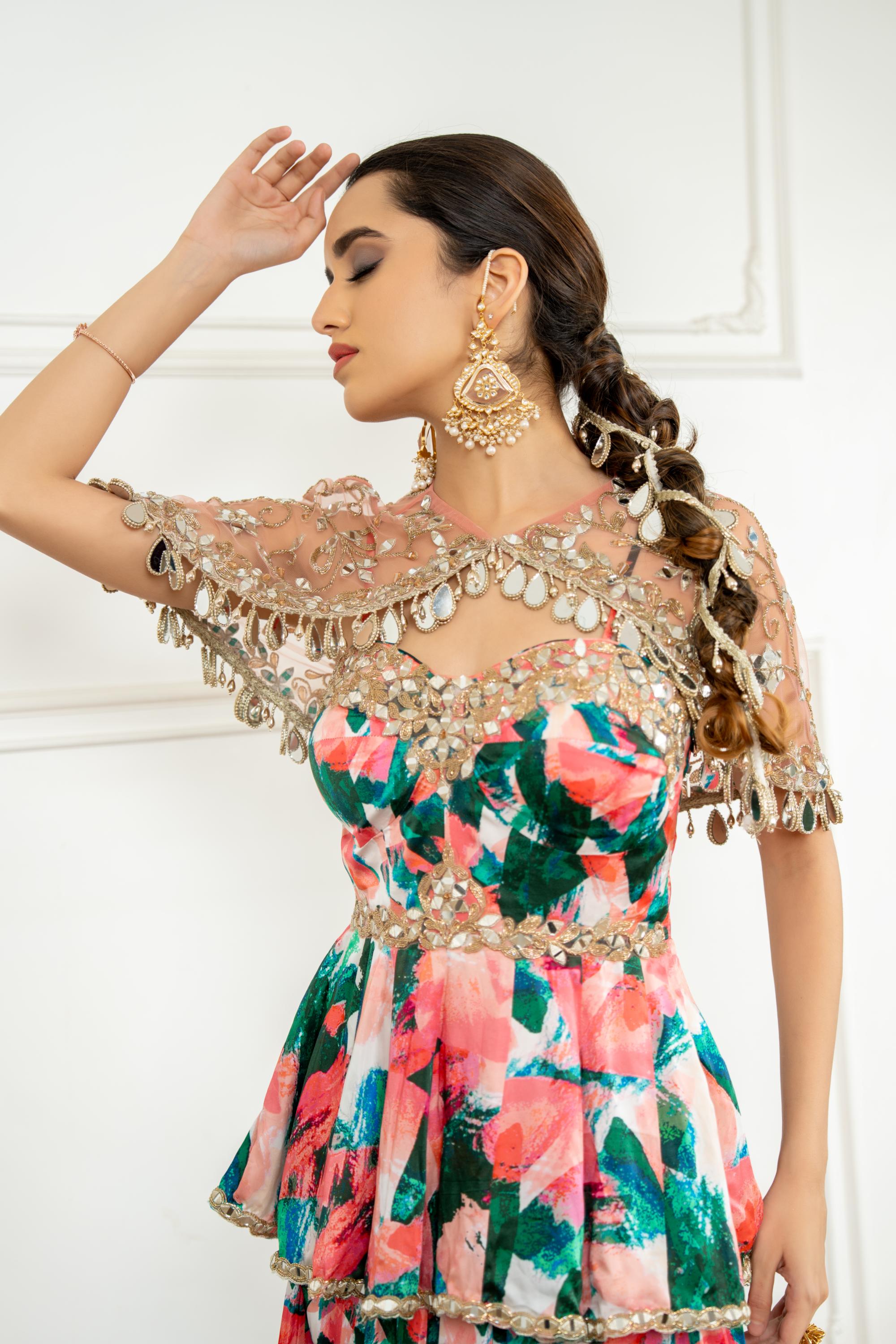 Embroidered Cape Lehenga