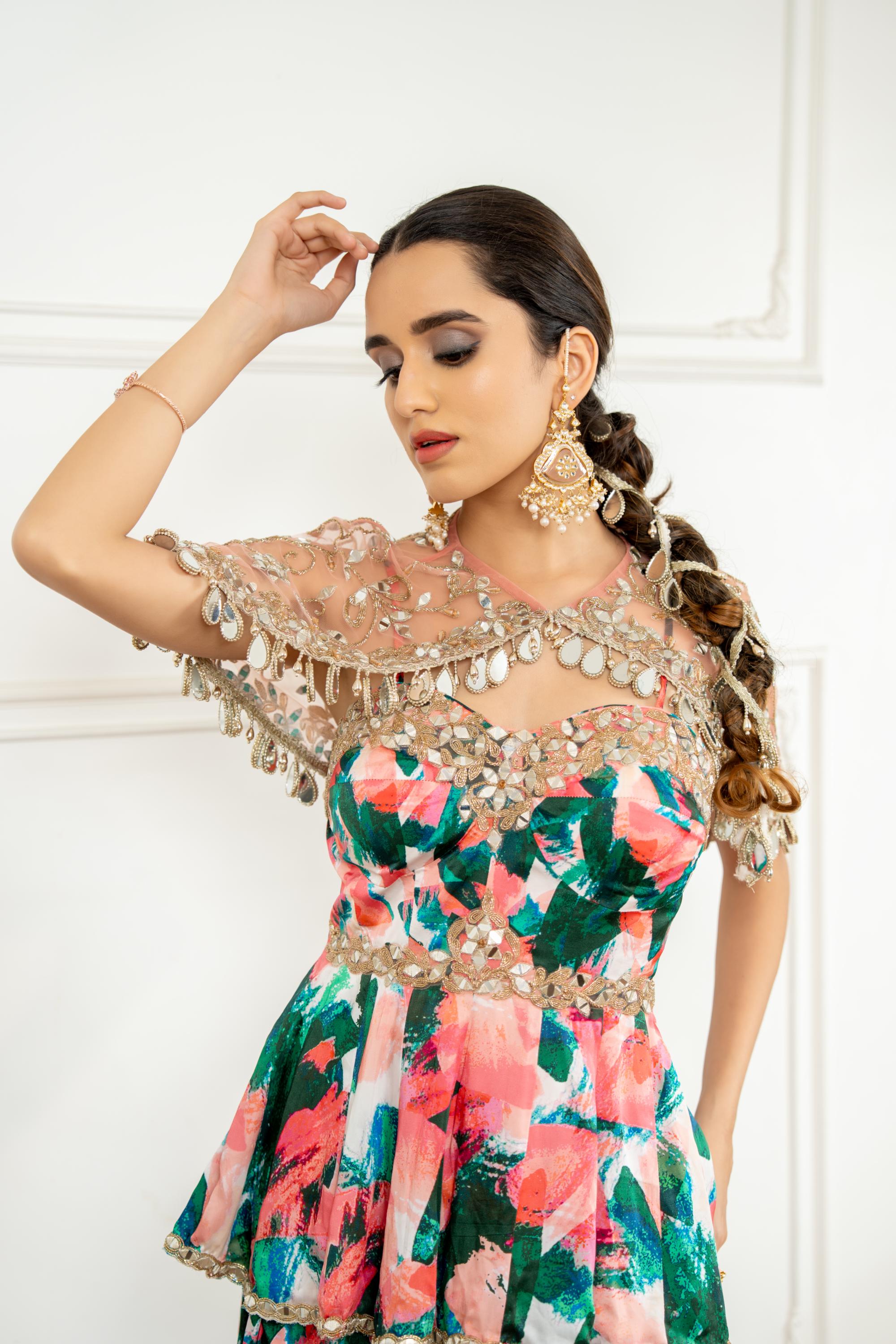 Embroidered Cape Lehenga