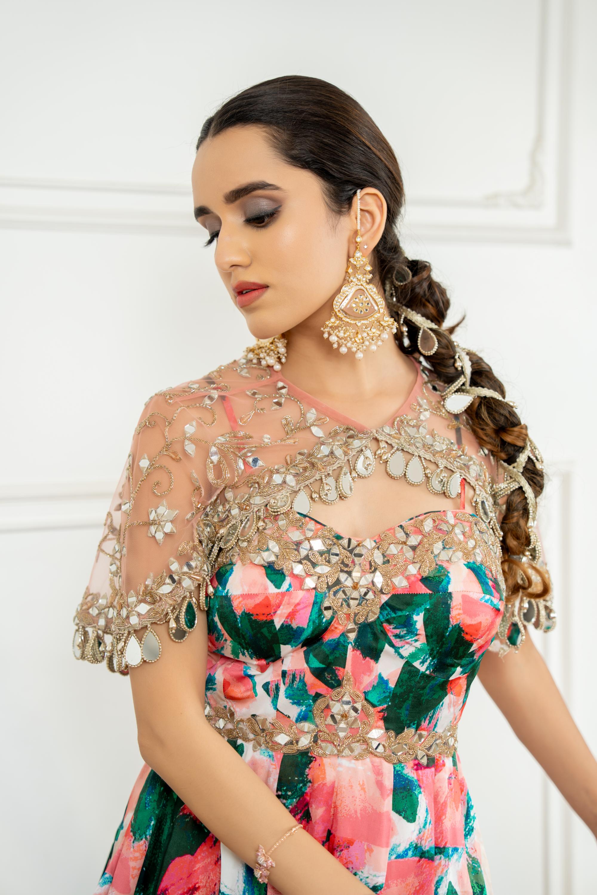 Embroidered Cape Lehenga