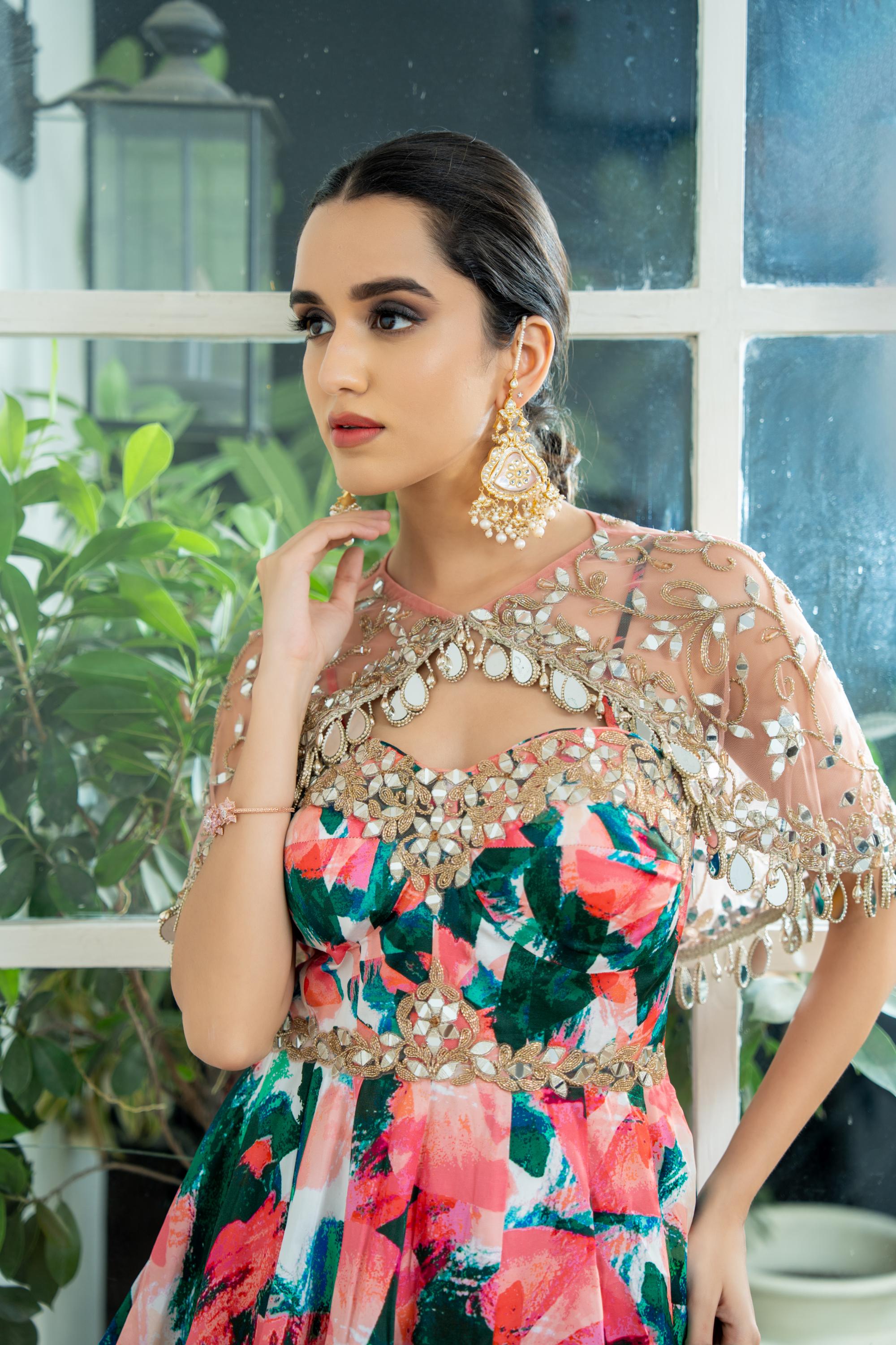 Embroidered Cape Lehenga