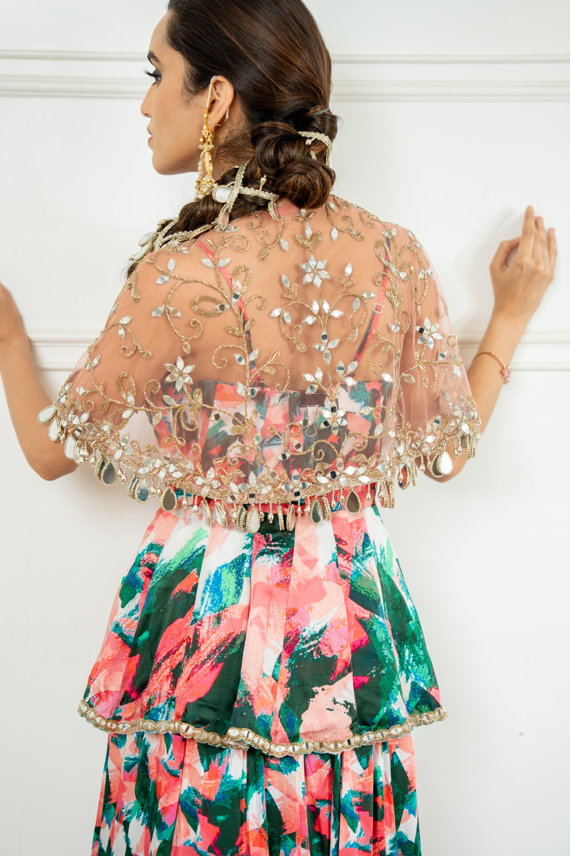 Embroidered Cape Lehenga