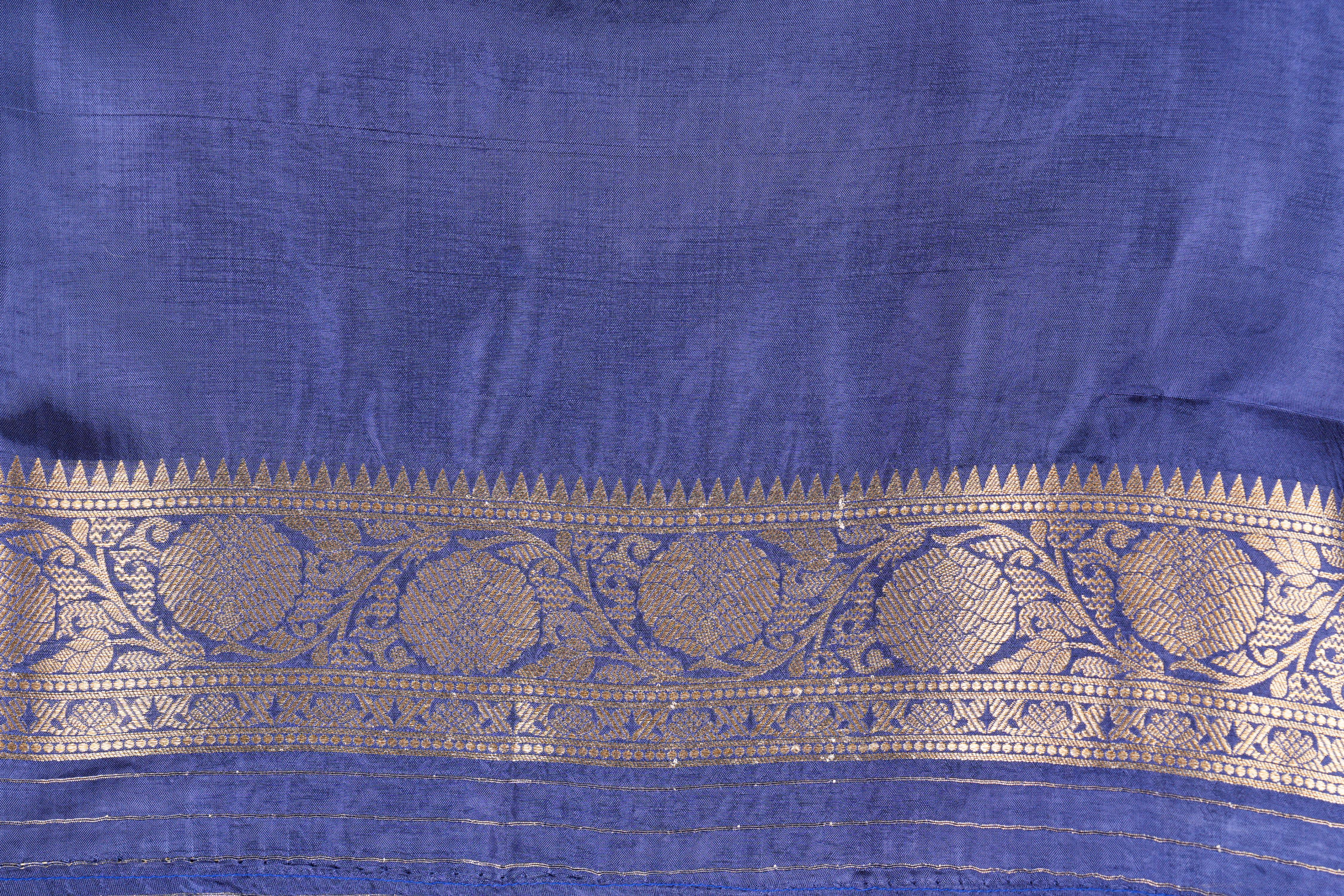 Dark Blue Pure Katan Silk Banarasi Handloom Saree