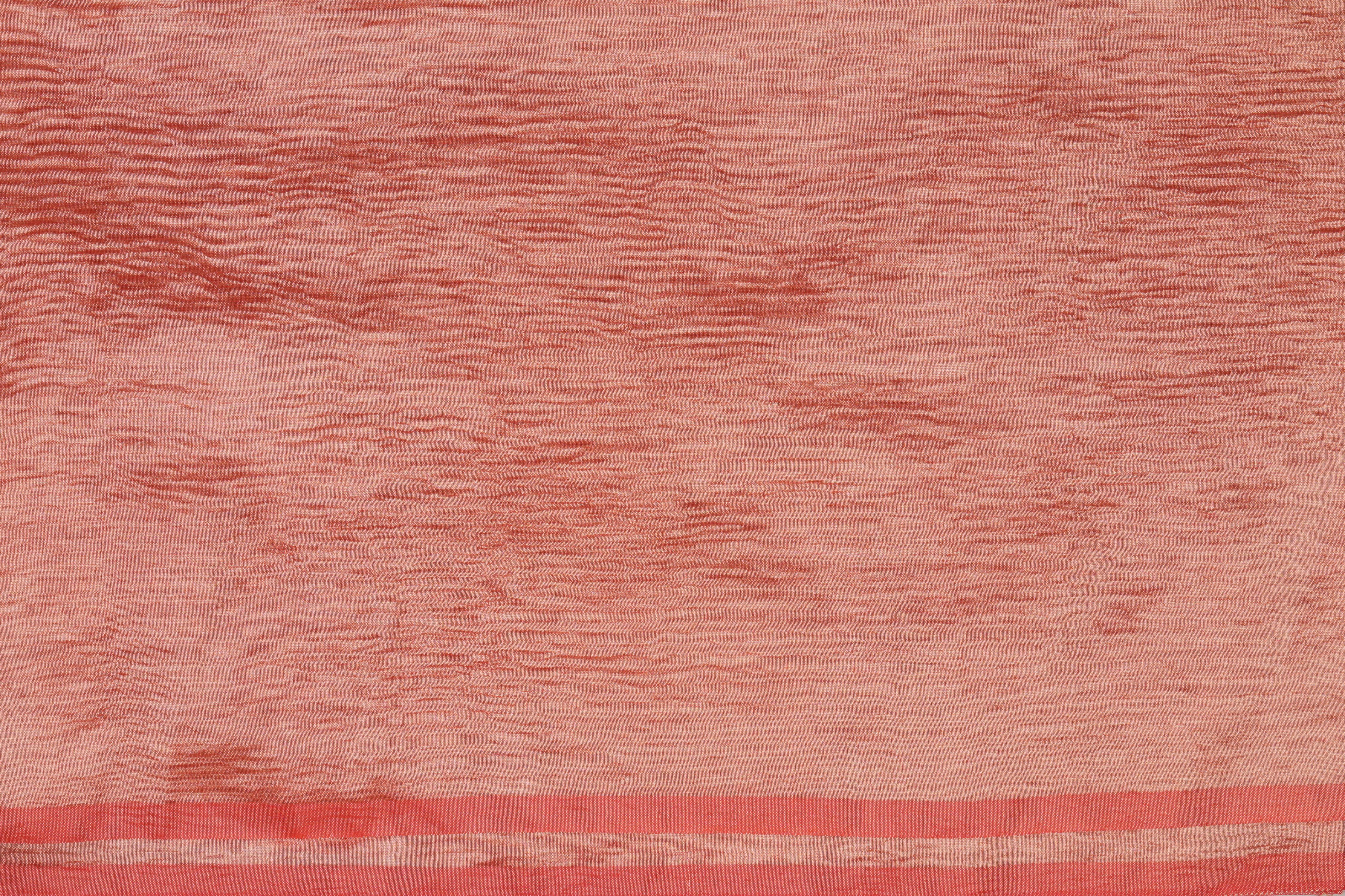 Red Zari Stripe Moonga Tissue Silk Banarasi Handloom saree